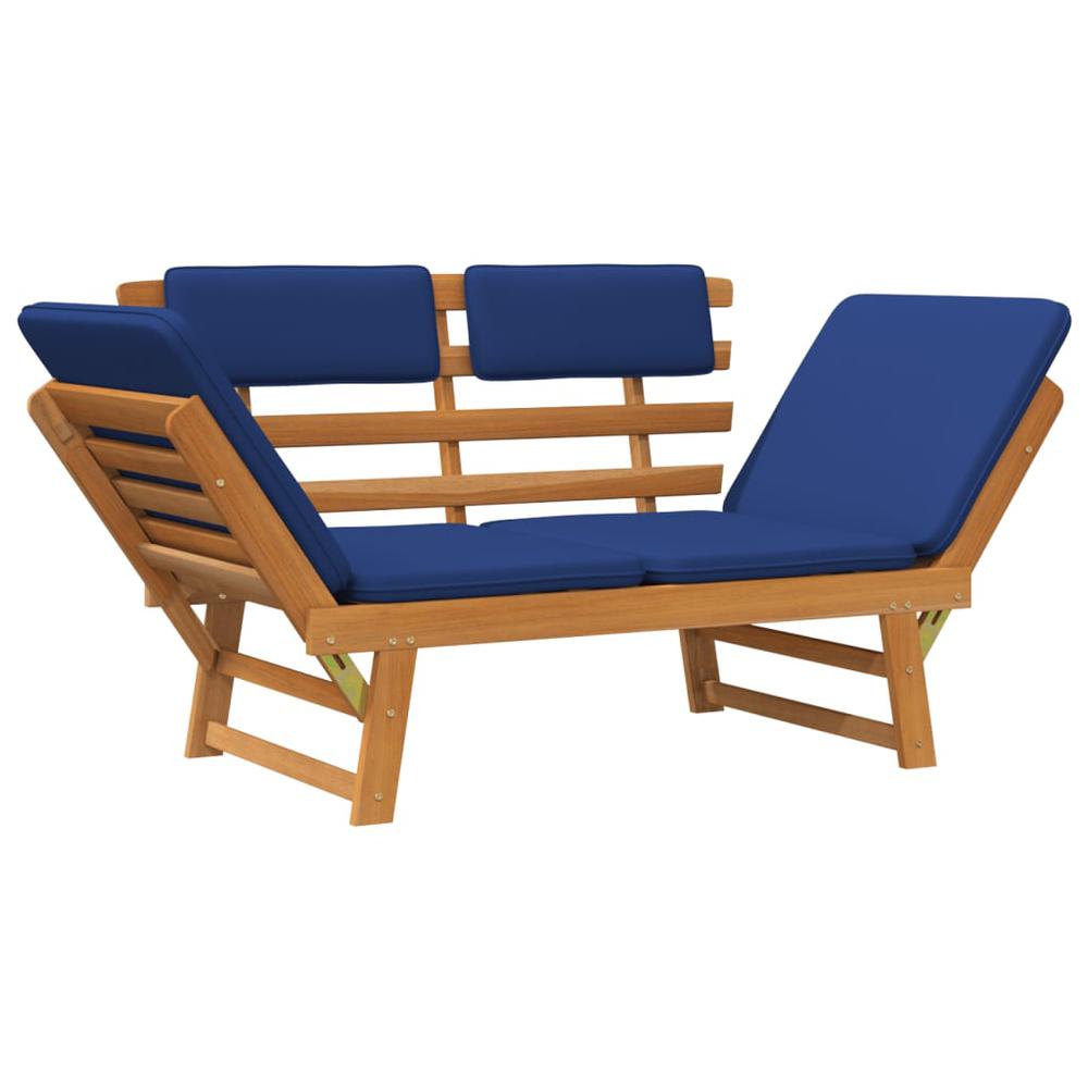 vidaXL Patio Bench with Cushions 2-in-1 74.8" Solid Acacia Wood. Picture 4