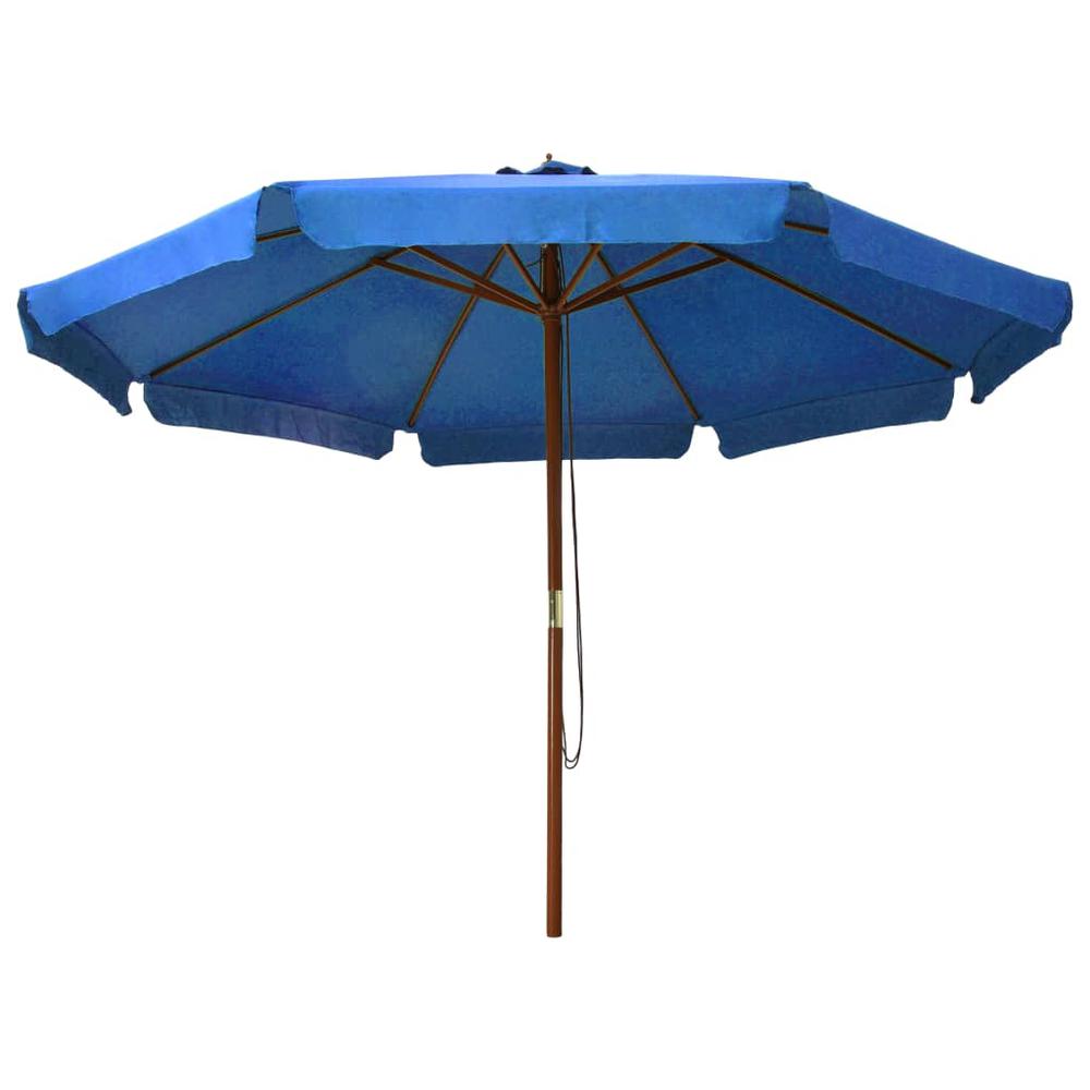 vidaXL Outdoor Parasol with Wooden Pole 129.9" Azure. Picture 2