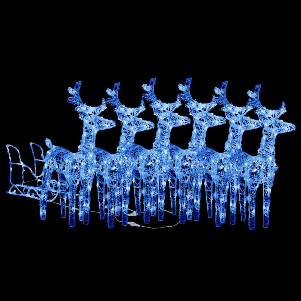 vidaXL Reindeers & Sleigh Christmas Decoration 320 LEDs Acrylic, 3100425. Picture 2
