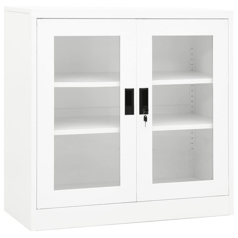 vidaXL Office Cabinet White 35.4"x15.7"x35.4" Steel. Picture 1