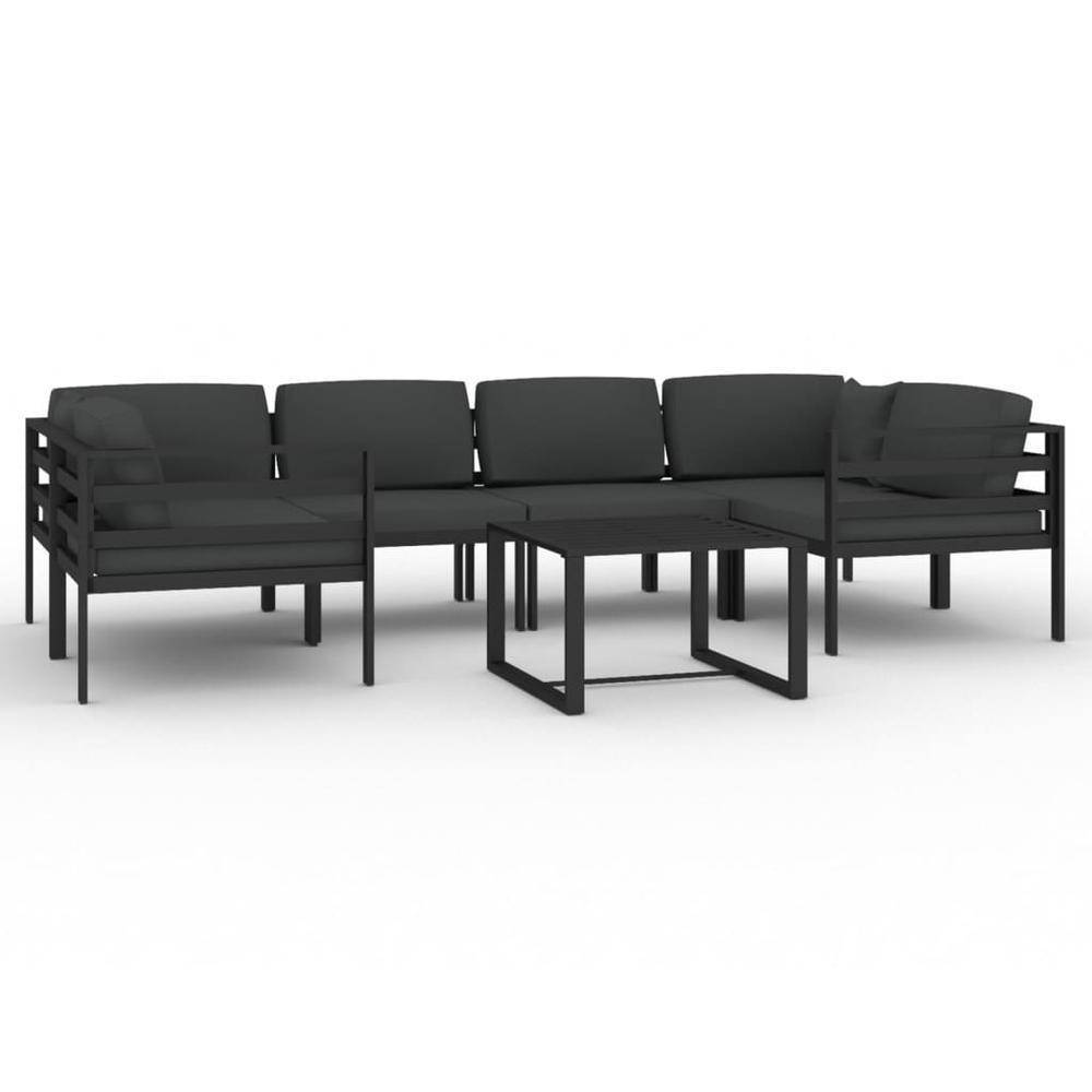 vidaXL 7 Piece Patio Lounge Set with Cushions Aluminum Anthracite, 3107810. Picture 2