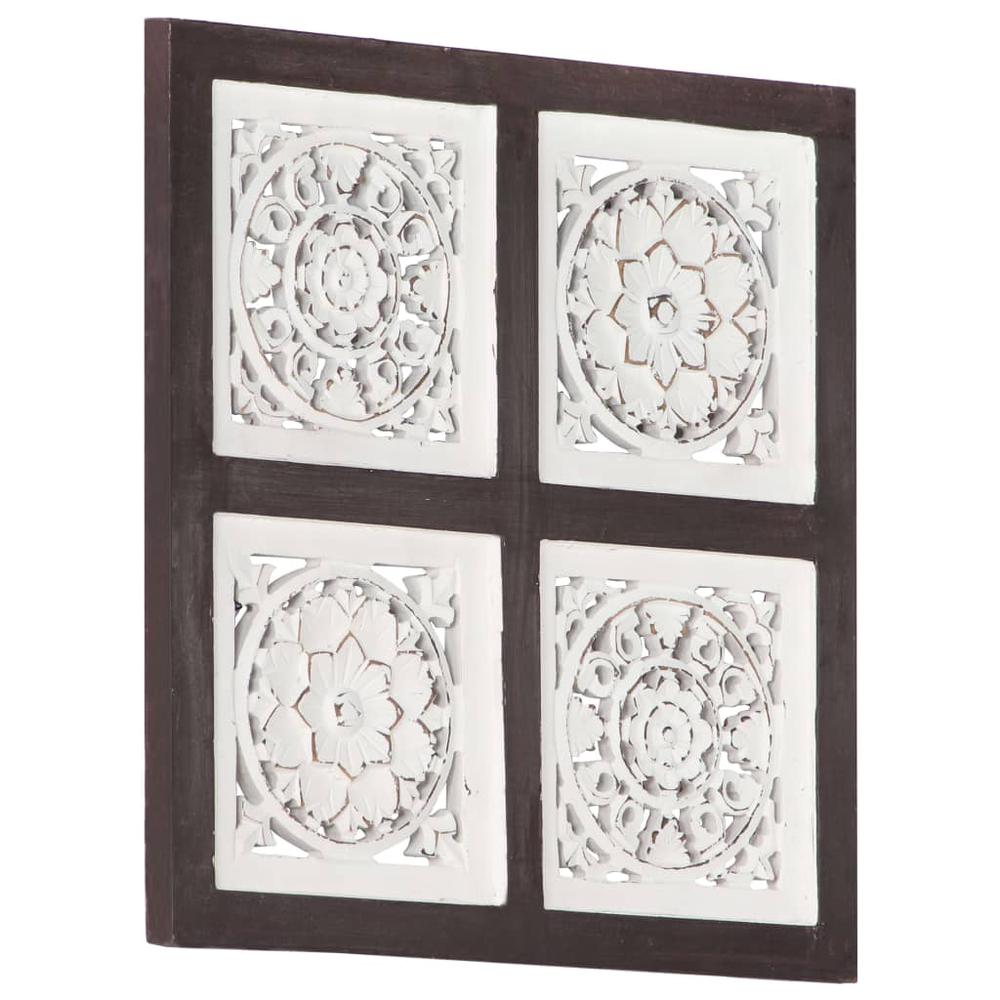 vidaXL Hand-Carved Wall Panel MDF 15.7"x15.7"x0.6" Brown and White. Picture 1