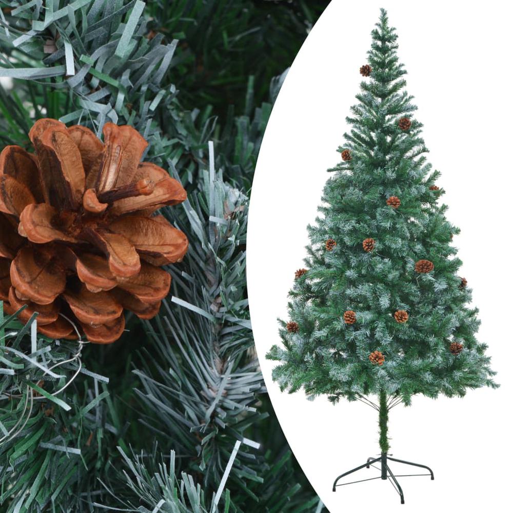 vidaXL Artificial Christmas Tree with LEDs&Ball Set&Pinecones 82.7", 3077529. Picture 2