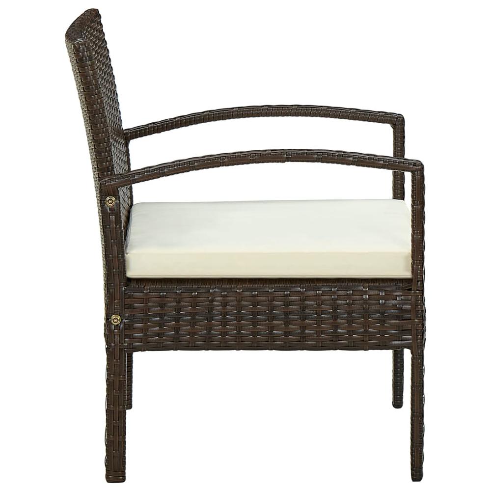 vidaXL Patio Chair with Cushion Poly Rattan Brown. Picture 3