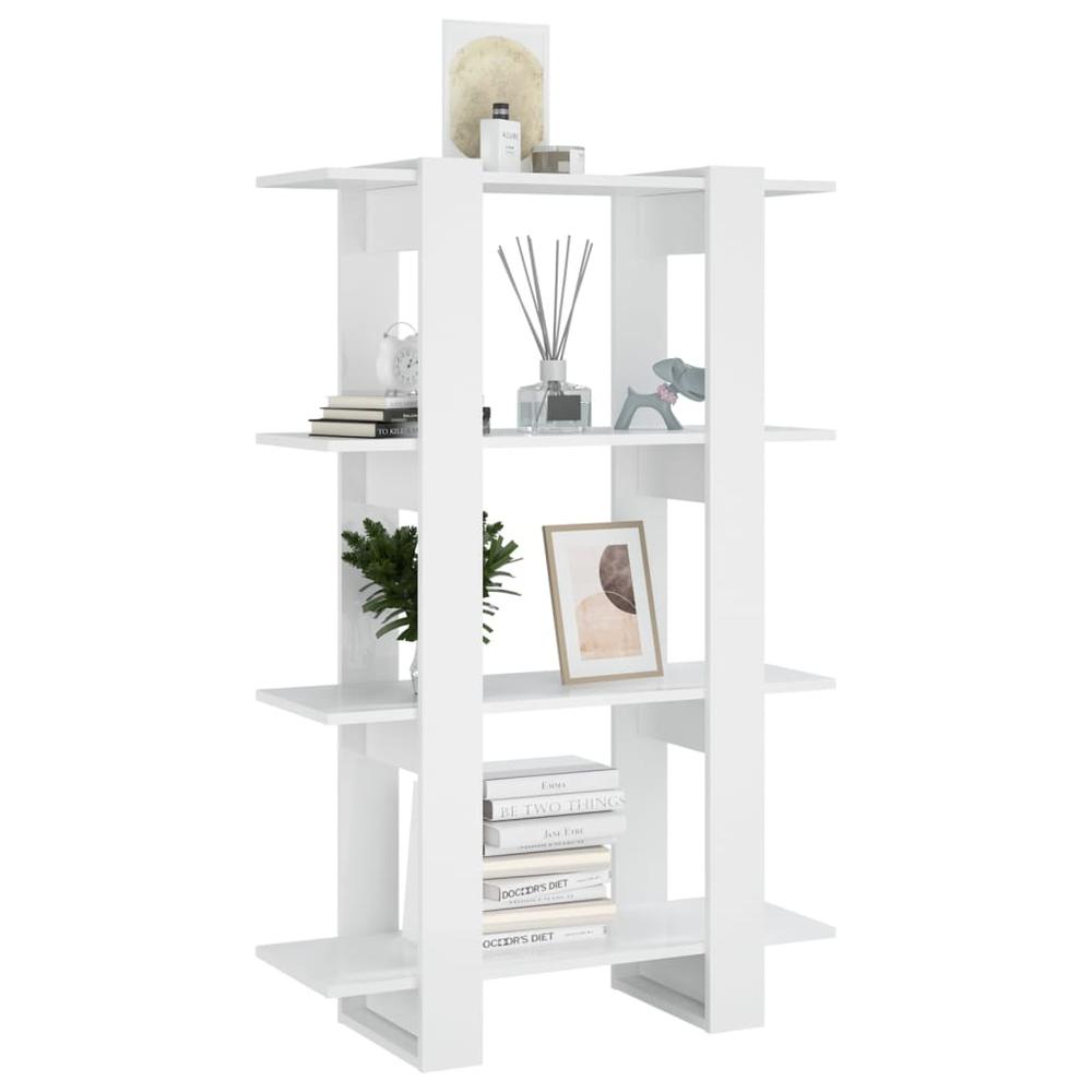 vidaXL Book Cabinet/Room Divider High Gloss White 31.5"x11.8"x48.6". Picture 4