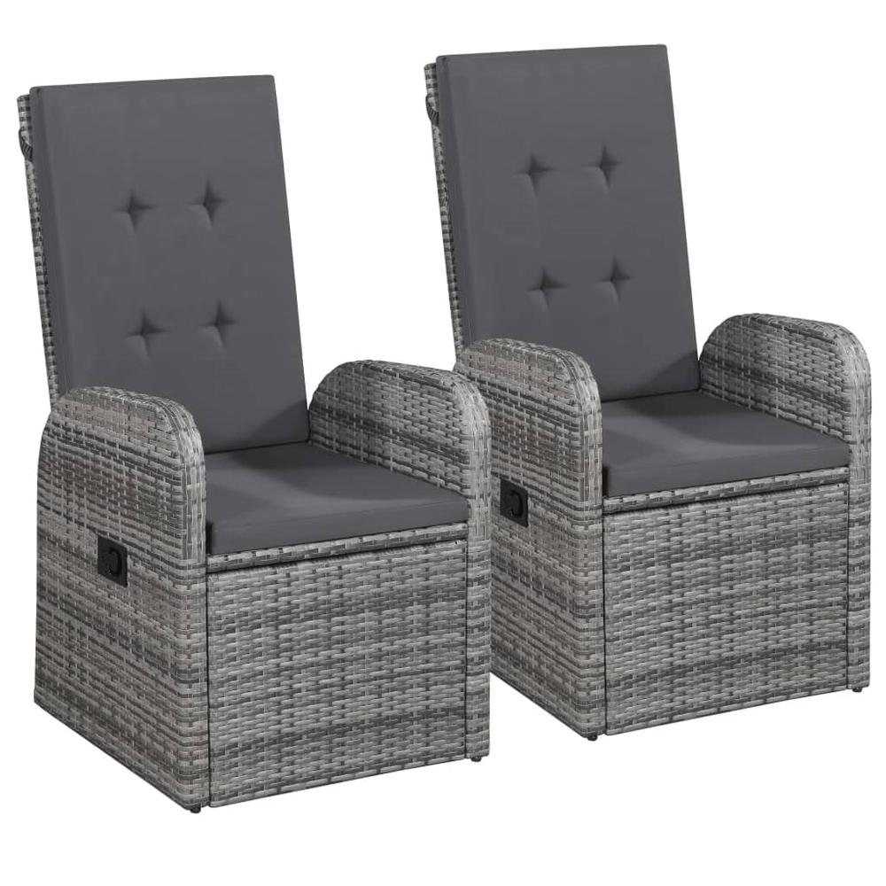 vidaXL 3 Piece Patio Dining Set with Cushions Gray, 3099473. Picture 3