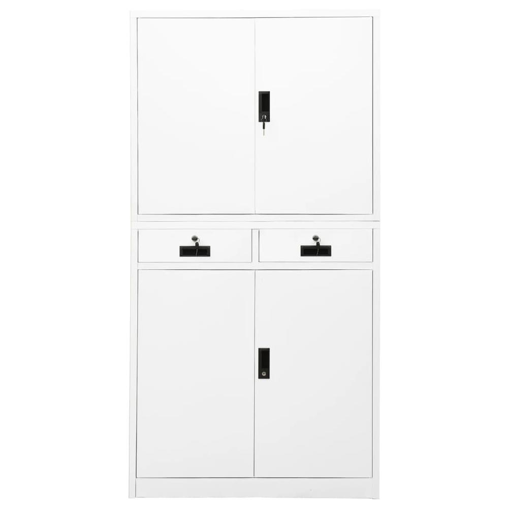 vidaXL Office Cabinet White 35.4"x15.7"x70.9" Steel, 336417. Picture 2