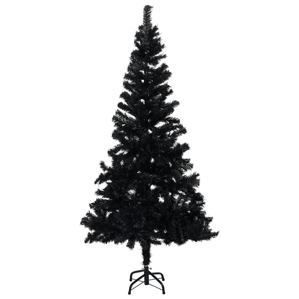 vidaXL Artificial Christmas Tree with Stand Black 82.7" PVC. Picture 1