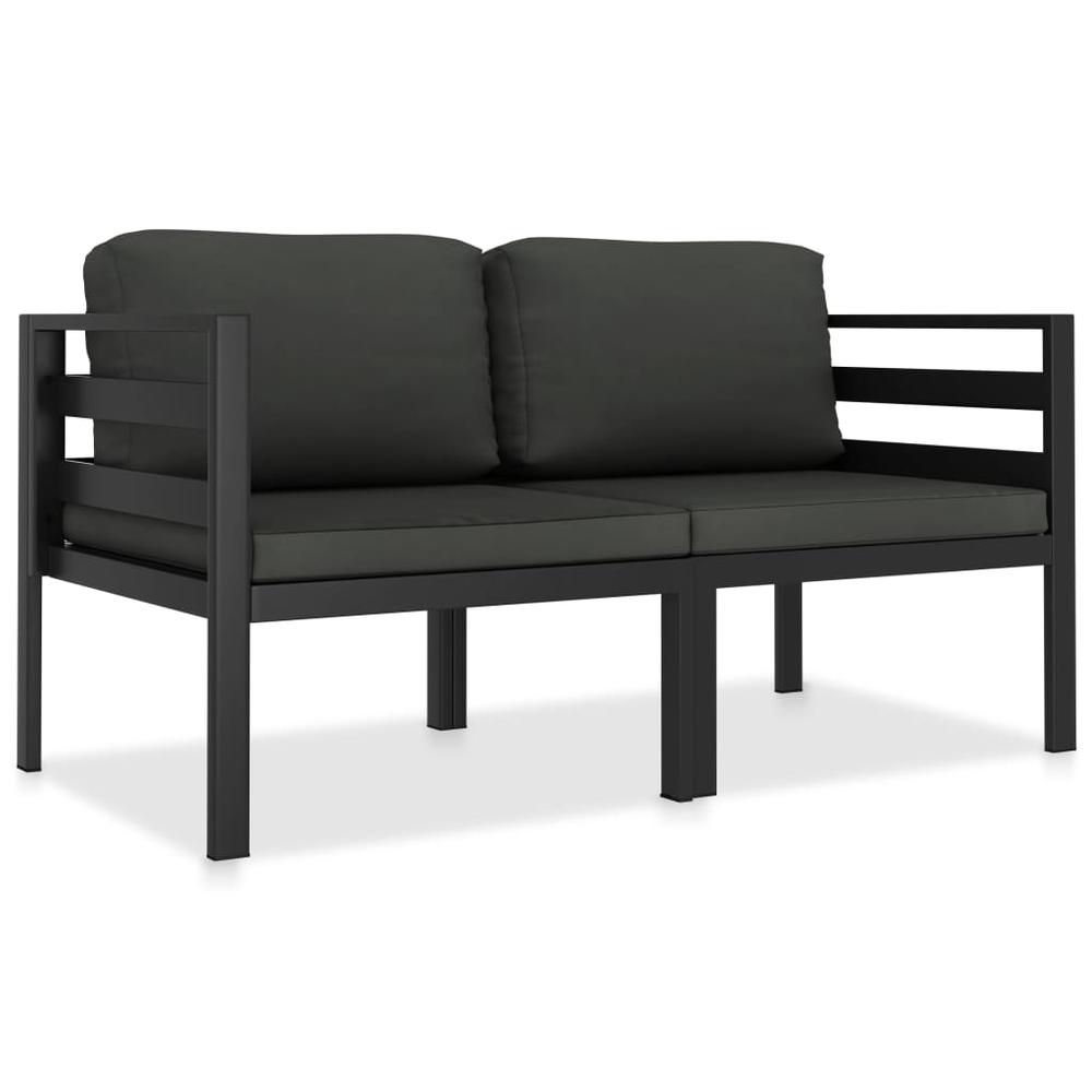 vidaXL 2 Piece Patio Sofa Set with Cushions Aluminum Anthracite. Picture 1