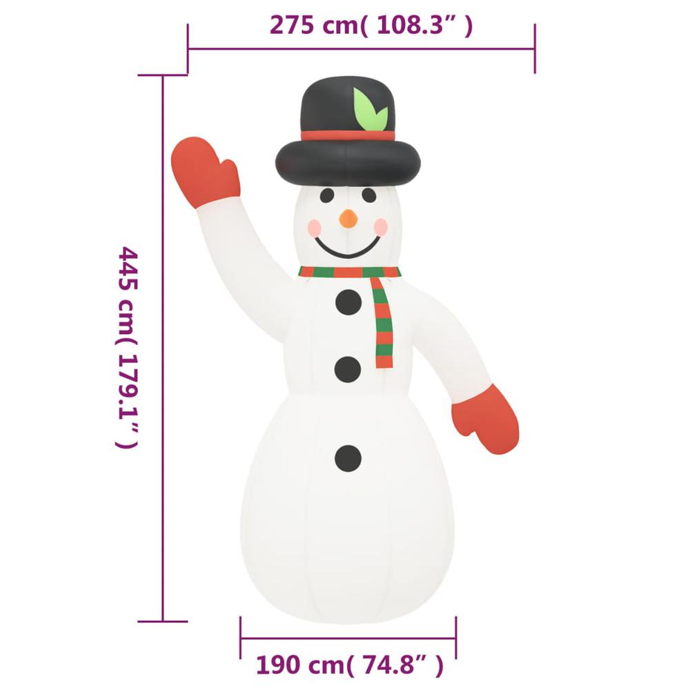 vidaXL Christmas Inflatable Snowman with LEDs 179.1". Picture 12