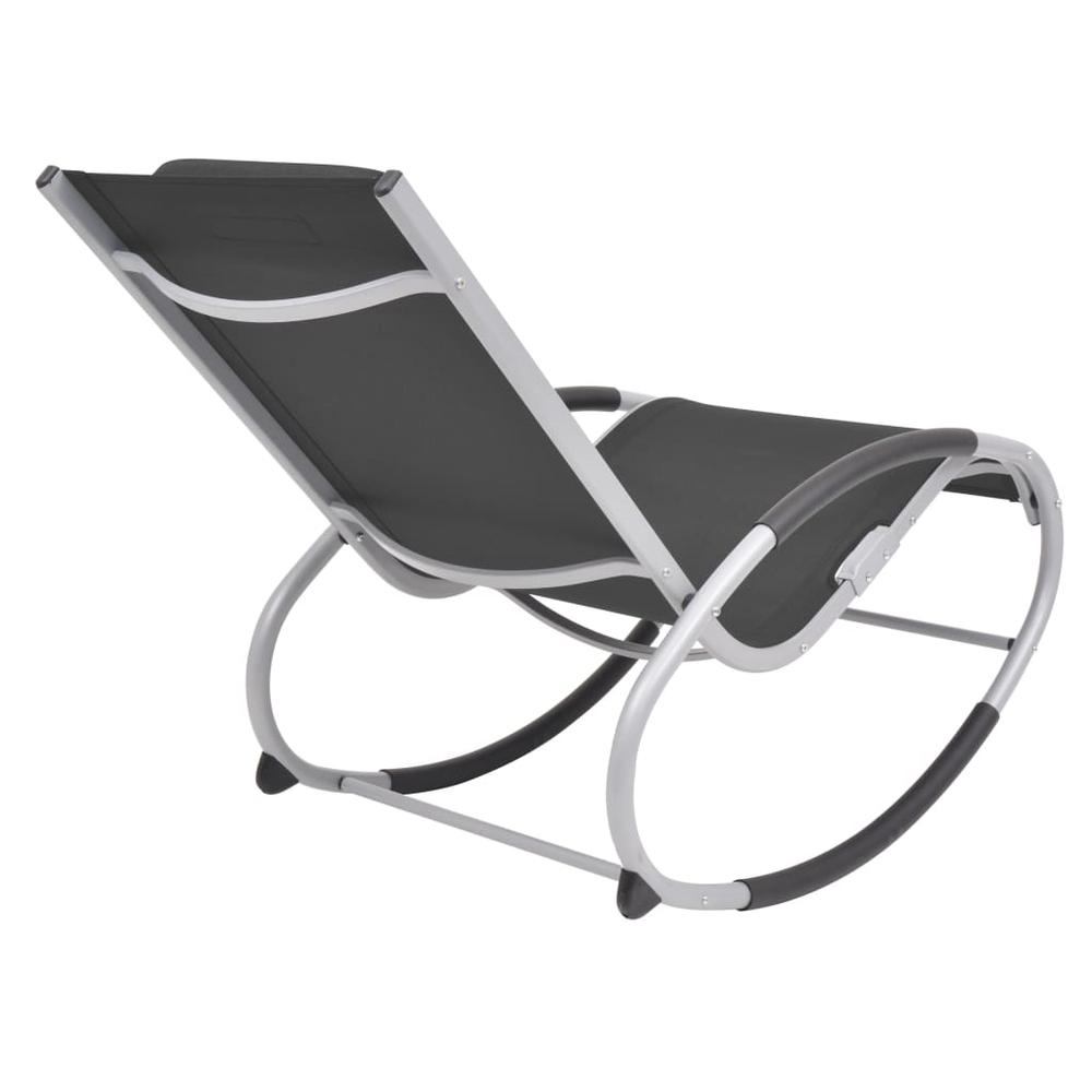 vidaXL Outdoor Rocking Chair Black Textilene. Picture 4