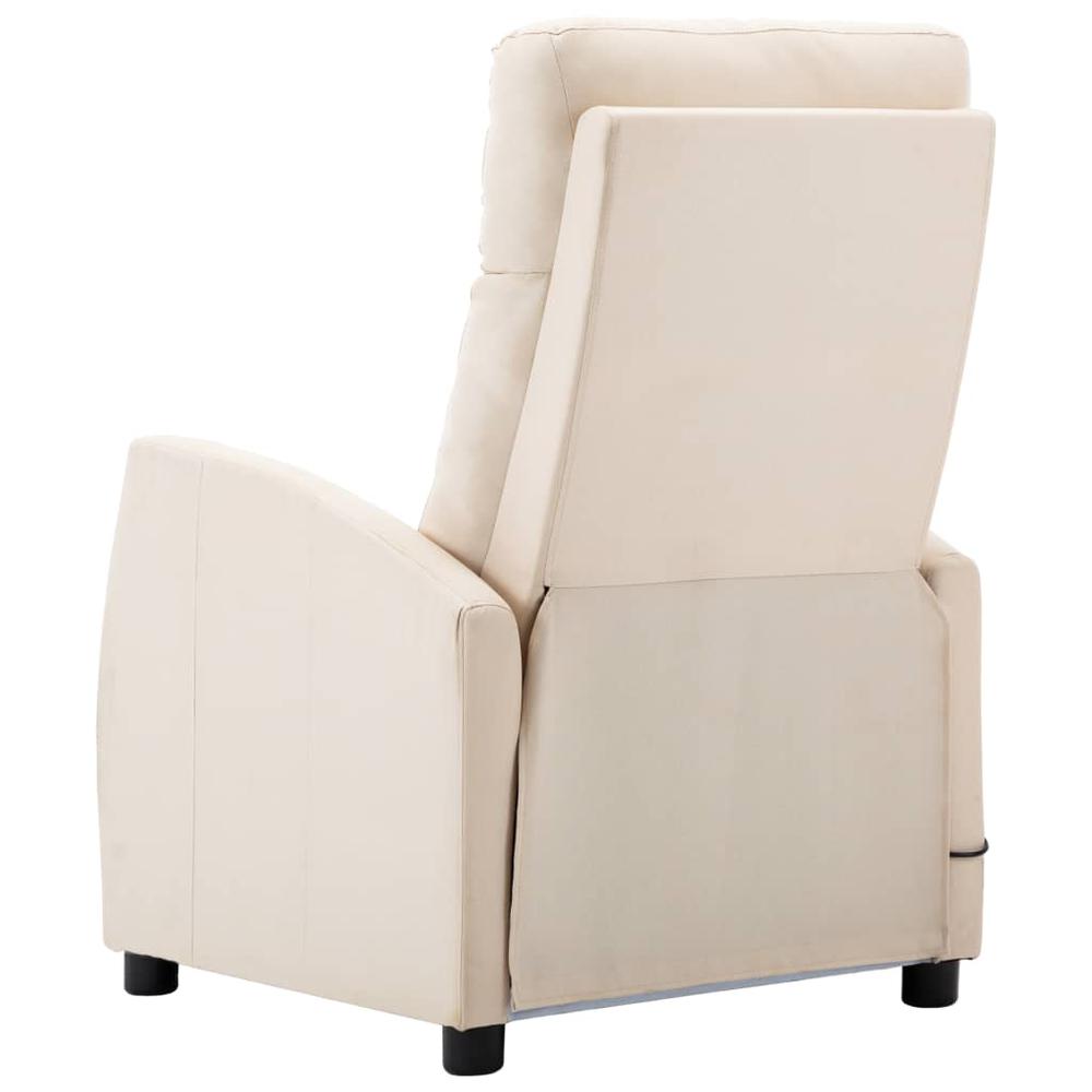 vidaXL Electric Massage Reclining Chair Cream Fabric. Picture 4