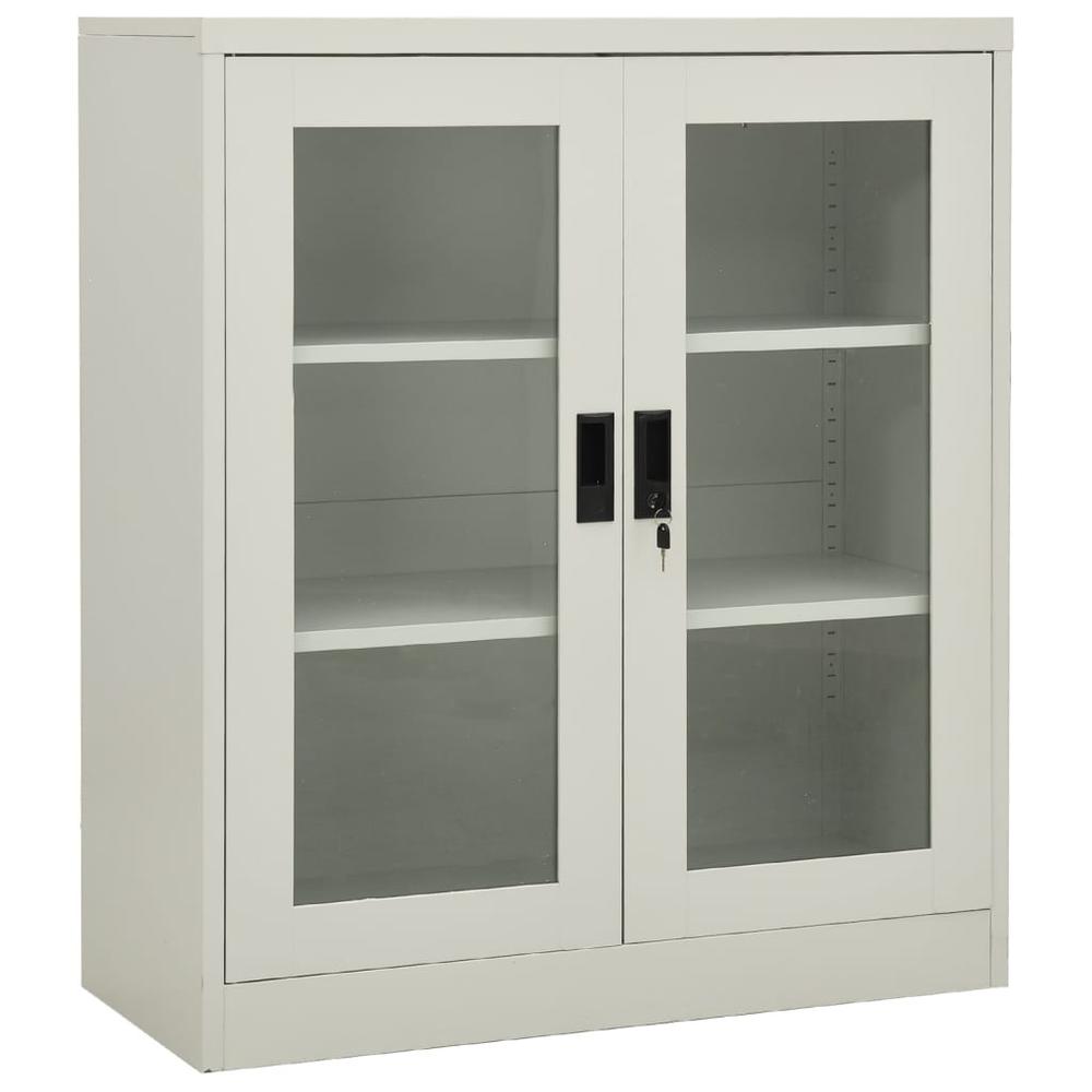 vidaXL Office Cabinet Light Gray 35.4"x15.7"x41.3" Steel. Picture 1
