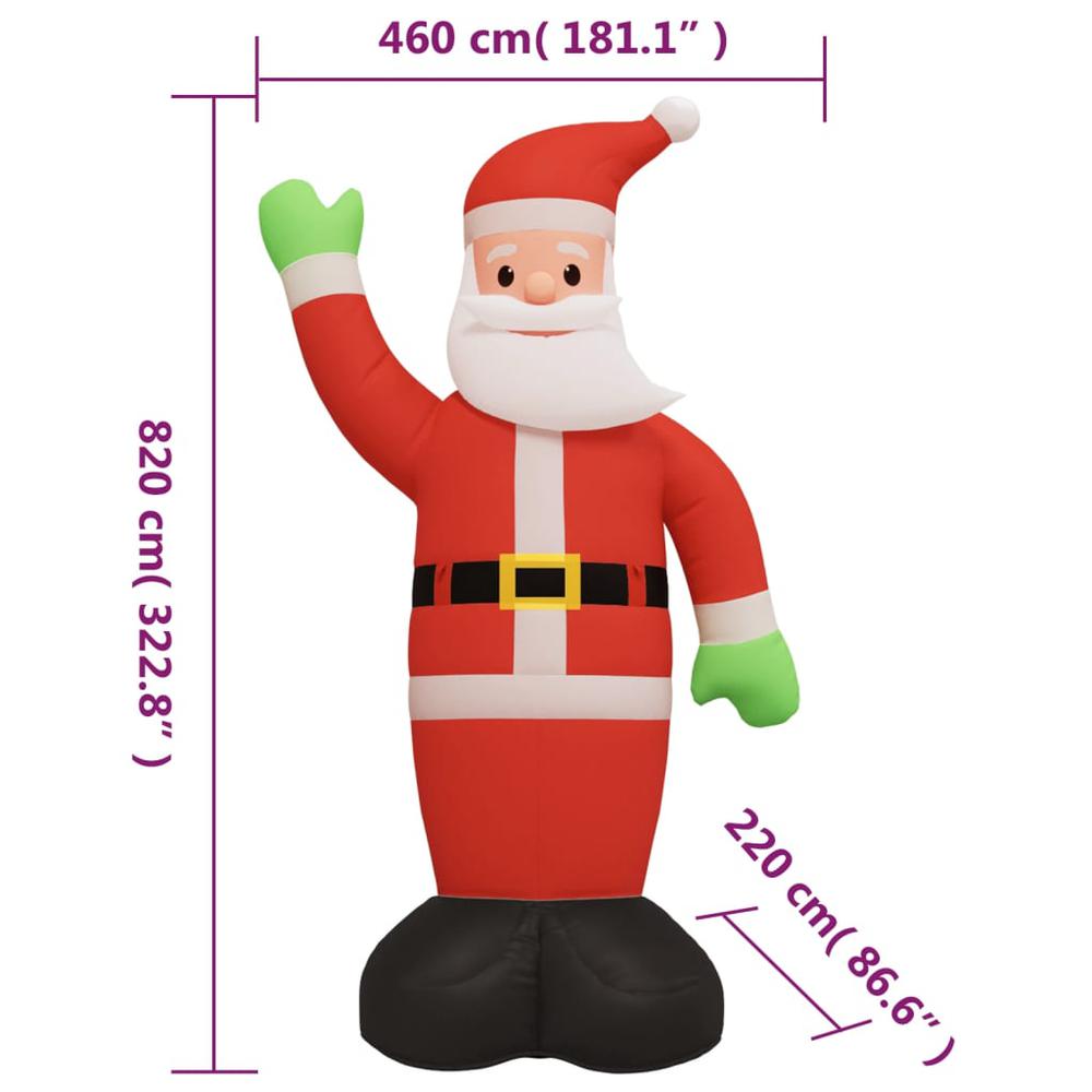 vidaXL Christmas Inflatable Santa Claus with LEDs 322.8". Picture 12