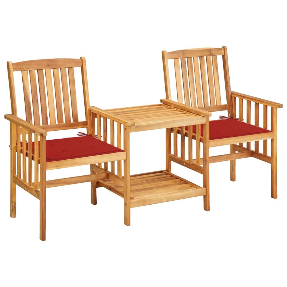 vidaXL Patio Chairs with Tea Table and Cushions Solid Acacia Wood, 3061281. Picture 1
