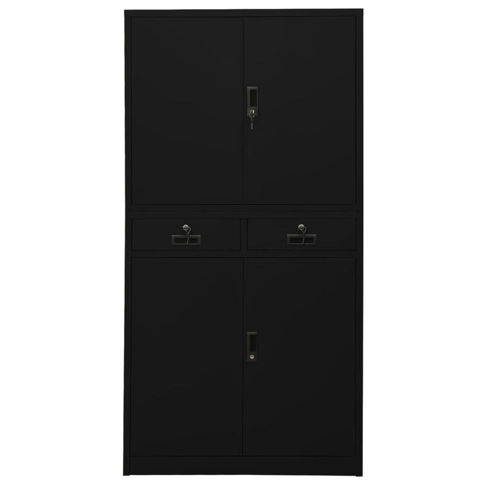 vidaXL Office Cabinet Black 35.4"x15.7"x70.9" Steel, 336419. Picture 2