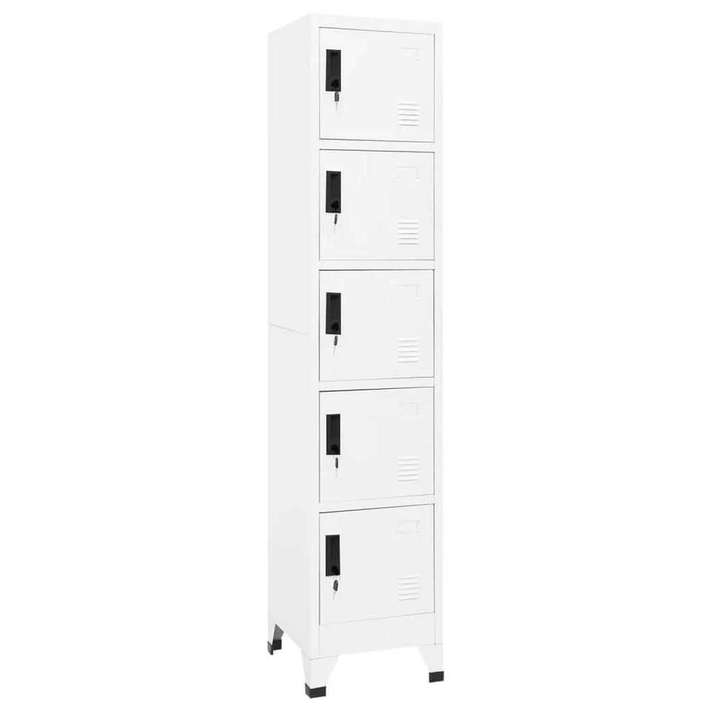 vidaXL Locker Cabinet White 15"x15.7"x70.9" Steel, 339788. Picture 1