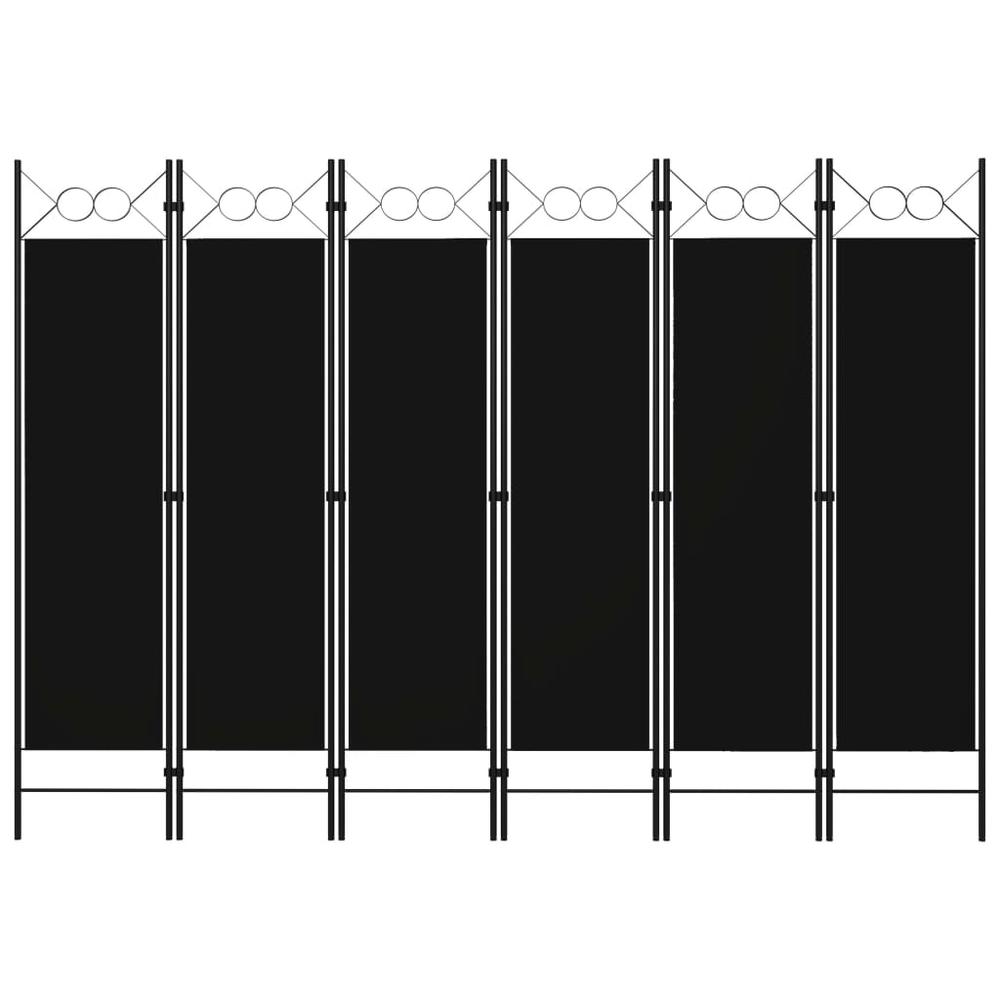 vidaXL 6-Panel Room Divider Black 94.5"x70.9". Picture 1