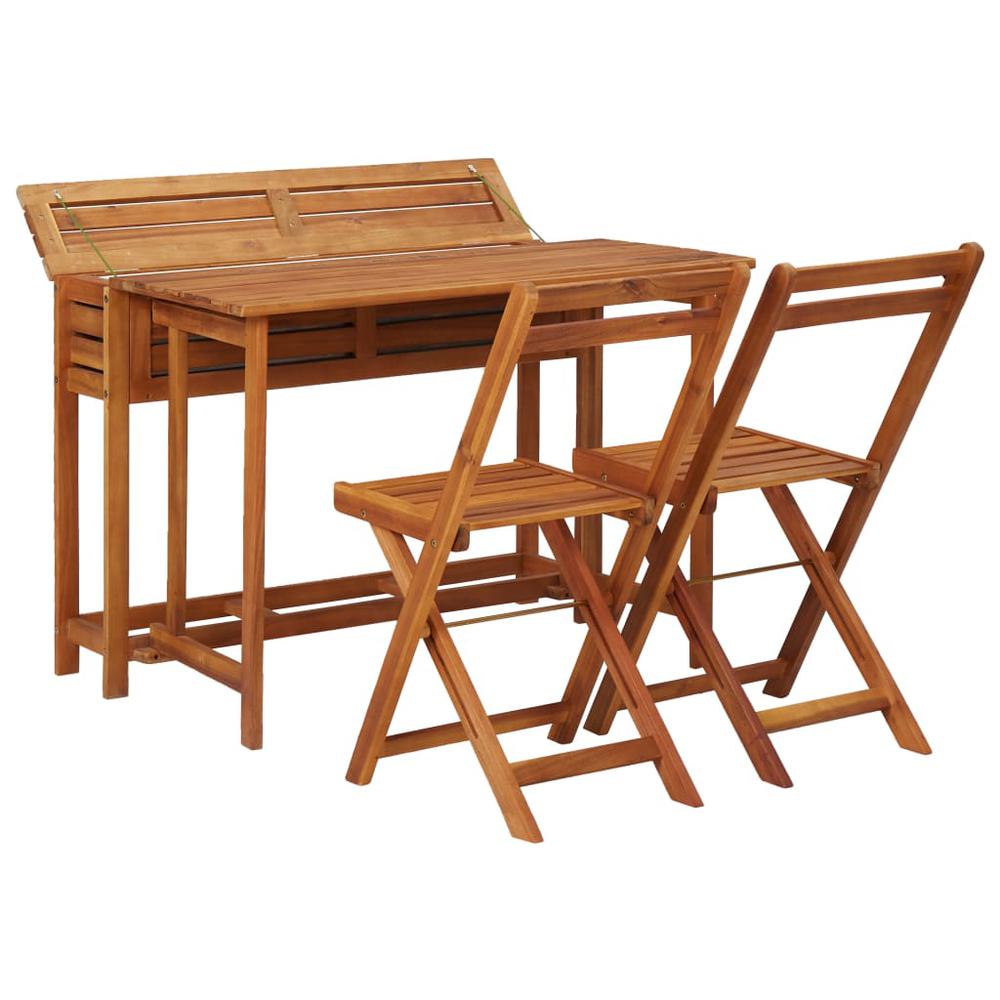 vidaXL Balcony Planter Table with 2 Bistro Chairs Solid Acacia Wood, 45910. Picture 2