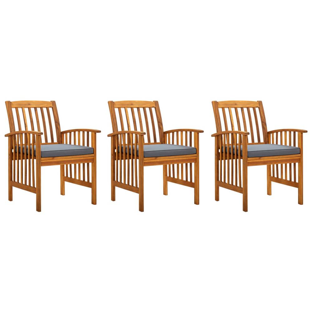 vidaXL Patio Dining Chairs 3 pcs with Cushions Solid Acacia Wood, 312131. Picture 1