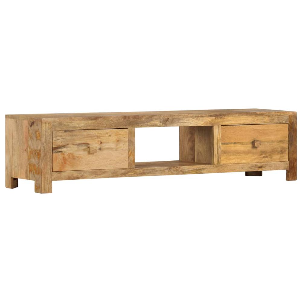 vidaXL TV Cabinet 55.1"x11.8"x12.6" Solid Mango Wood. Picture 1