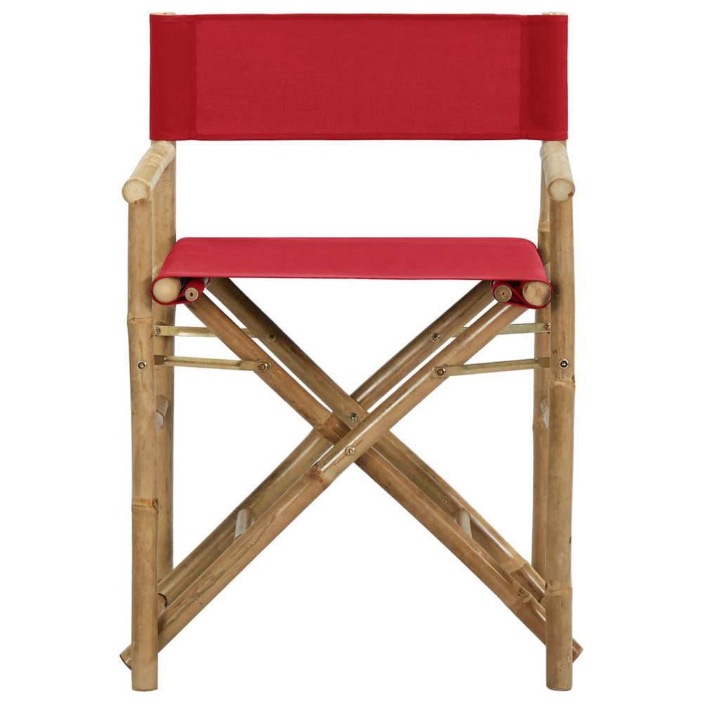 vidaXL Folding Director's Chairs 2 pcs Red Bamboo and Fabric. Picture 3