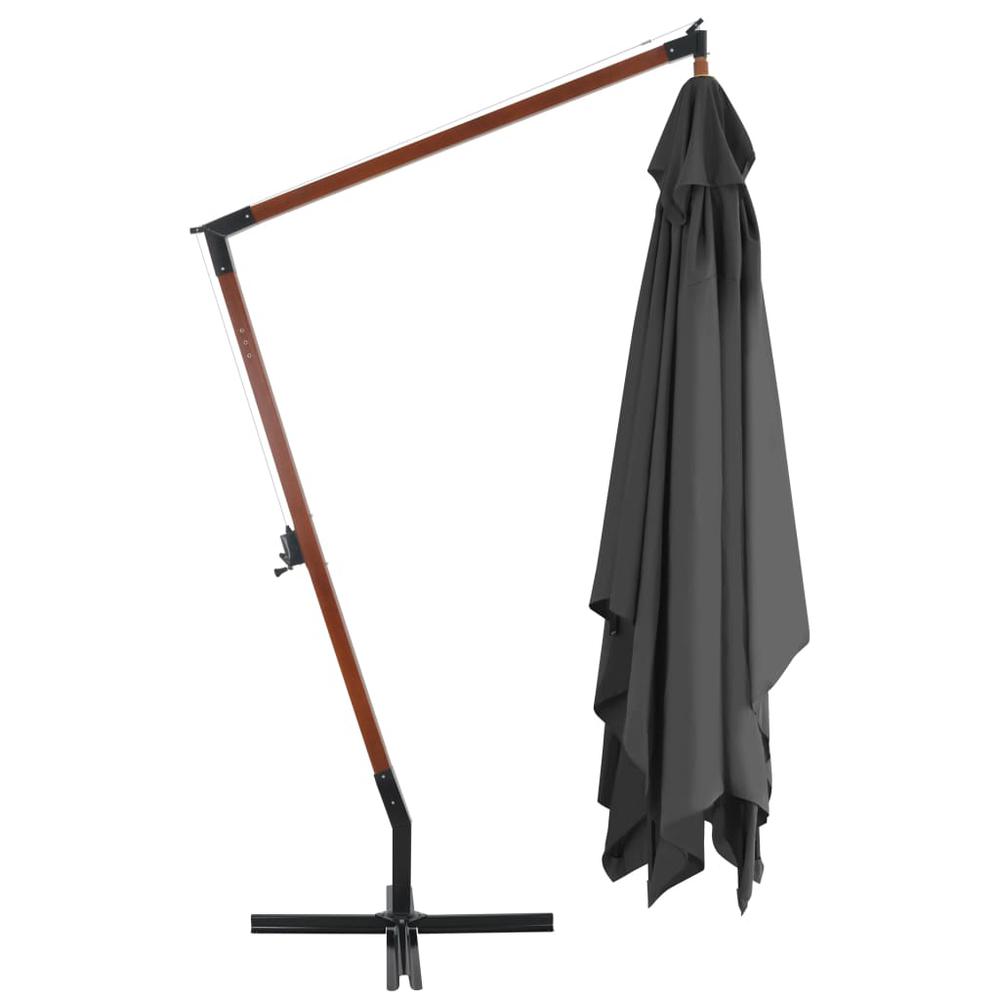 vidaXL Cantilever Umbrella with Wooden Pole 157.5"x118.1" Anthracite. Picture 3