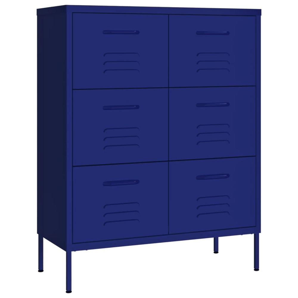 vidaXL Drawer Cabinet Navy Blue 31.5"x13.8"x40" Steel. Picture 2