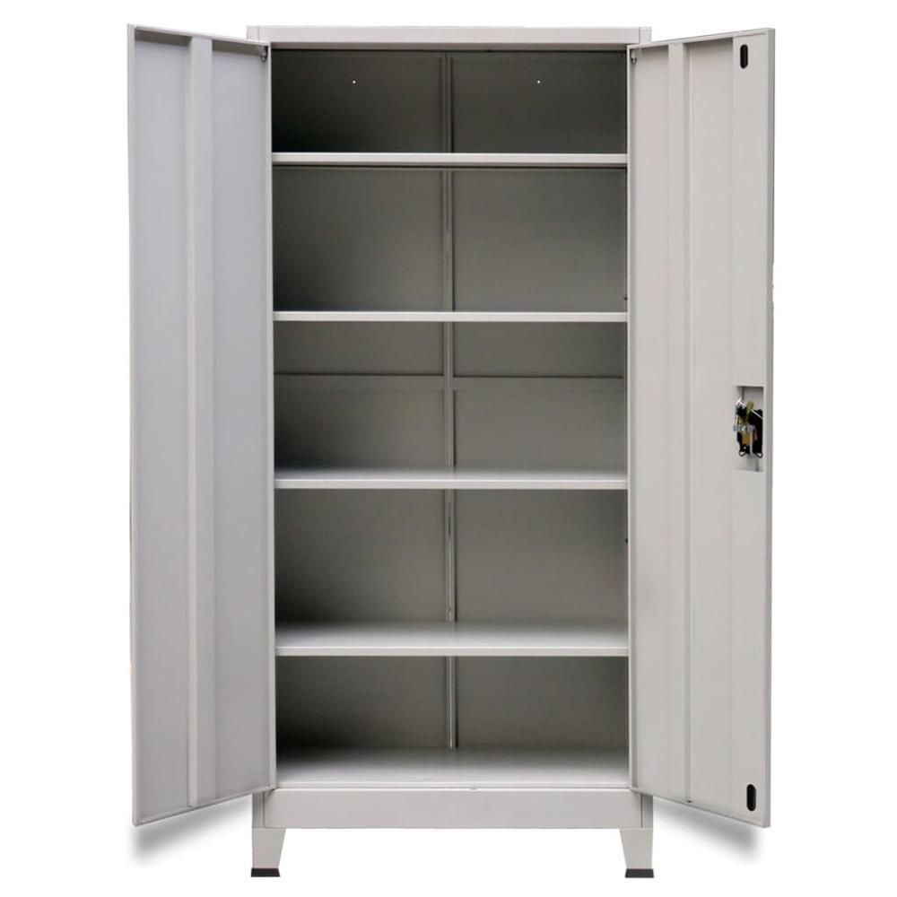 vidaXL Office Cabinet with 2 Doors Steel 35.4"x15.7"x70.9" Gray, 20152. Picture 2