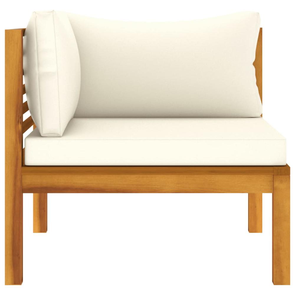 vidaXL Sectional Corner Sofa with Cream White Cushion Acacia Wood. Picture 3