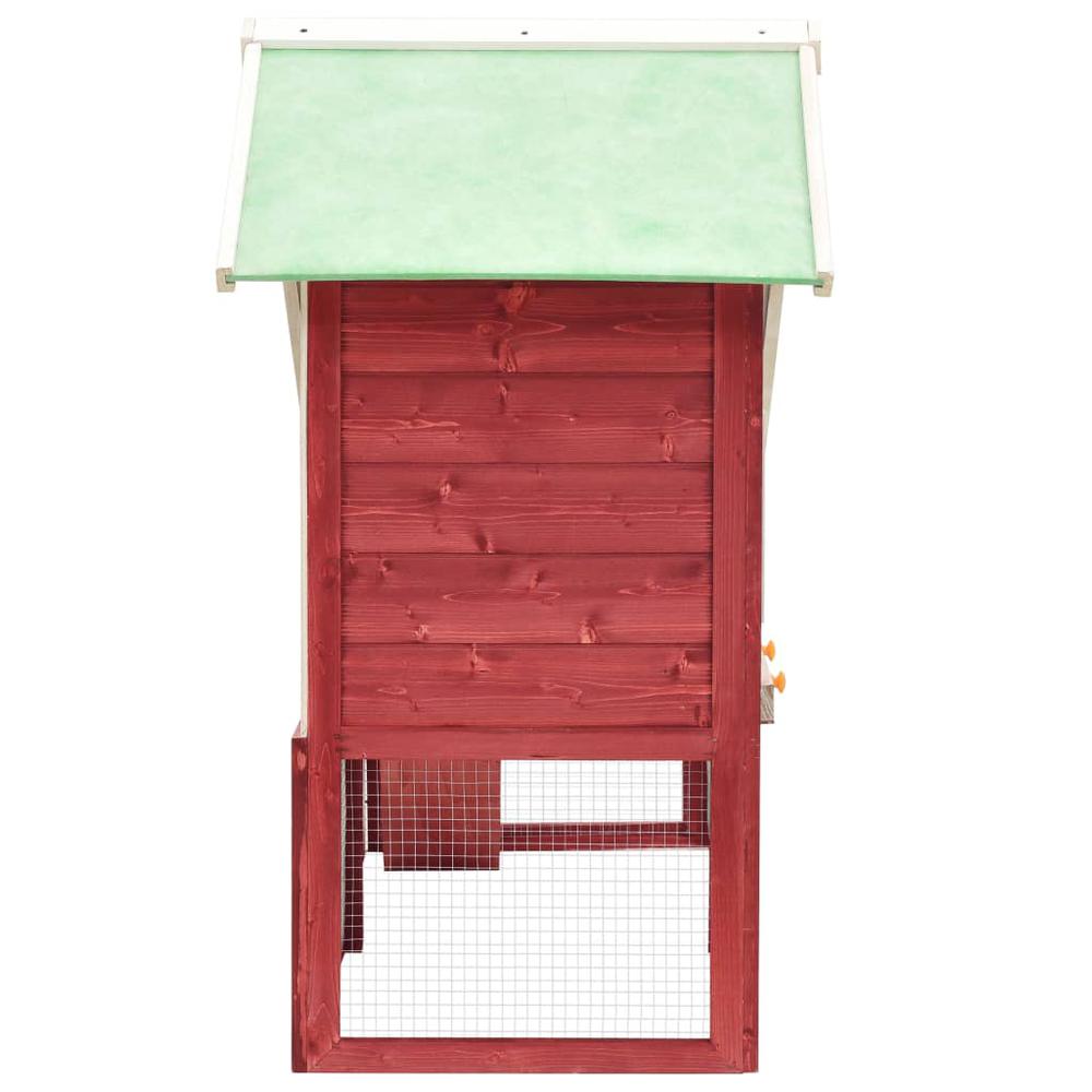 vidaXL Rabbit Hutch Red and White 55.1"x24.8"x47.2" Solid Firwood. Picture 3
