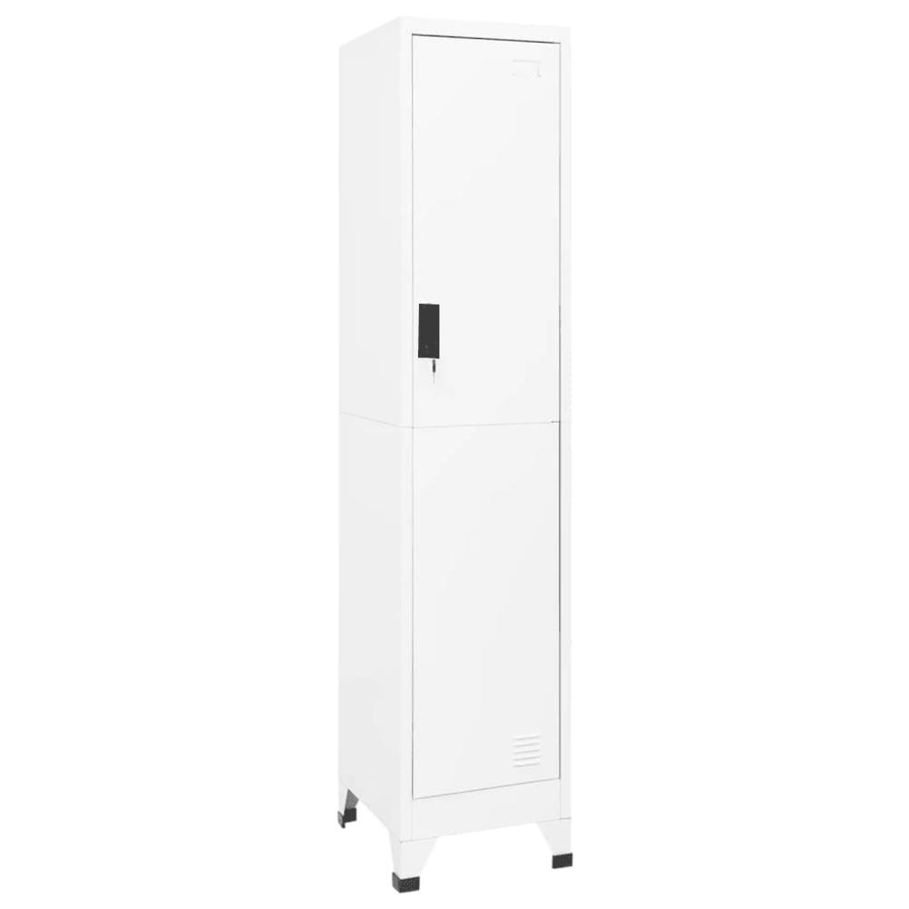 vidaXL Locker Cabinet White 15"x17.7"x70.9" Steel, 339772. Picture 1