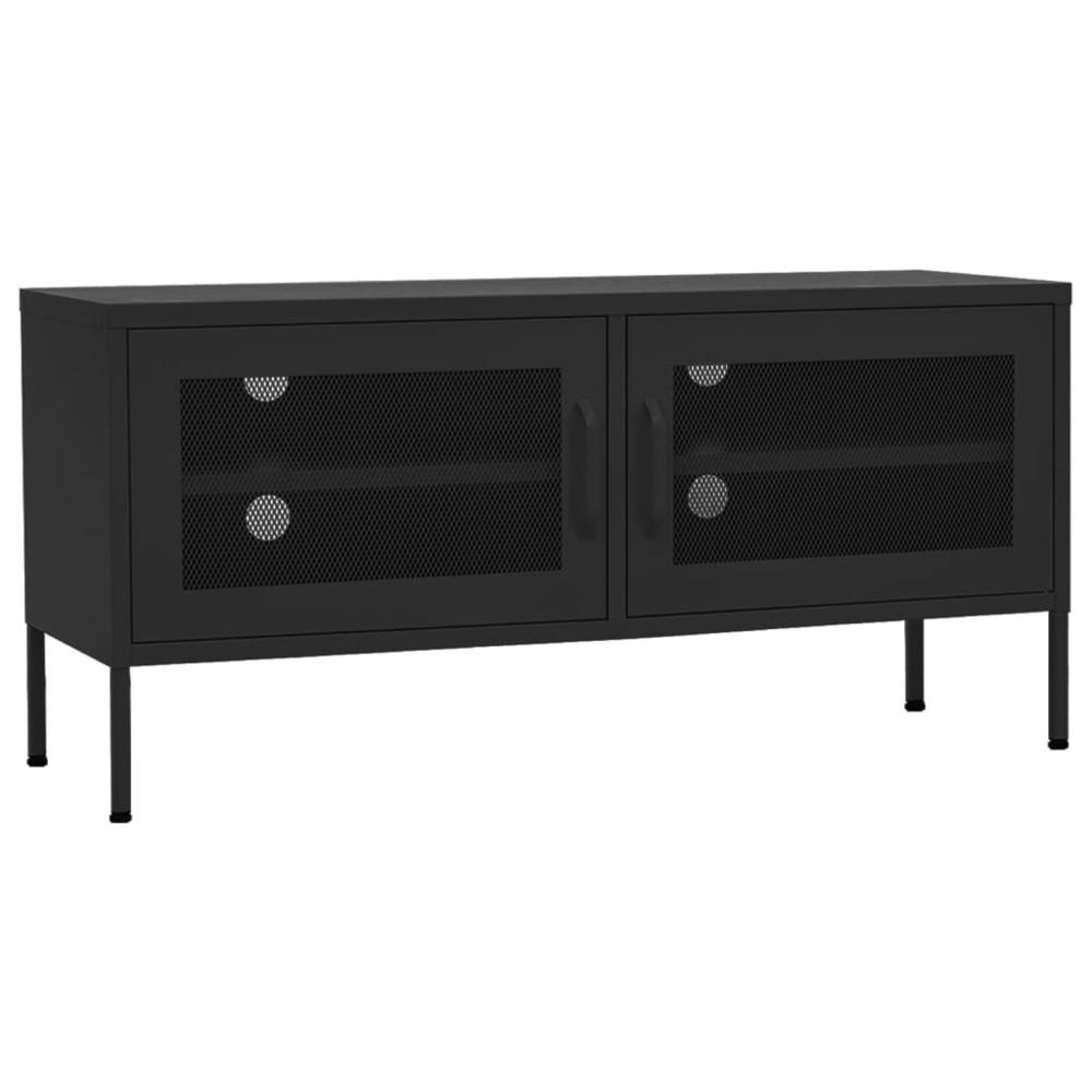 vidaXL TV Cabinet Black 41.3"x13.8"x19.7" Steel, 336241. Picture 2