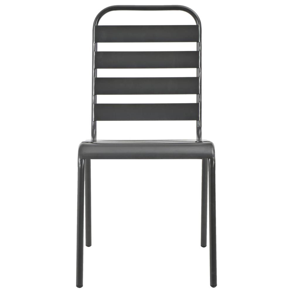 vidaXL Stackable Outdoor Chairs 2 pcs Steel Gray, 44257. Picture 3
