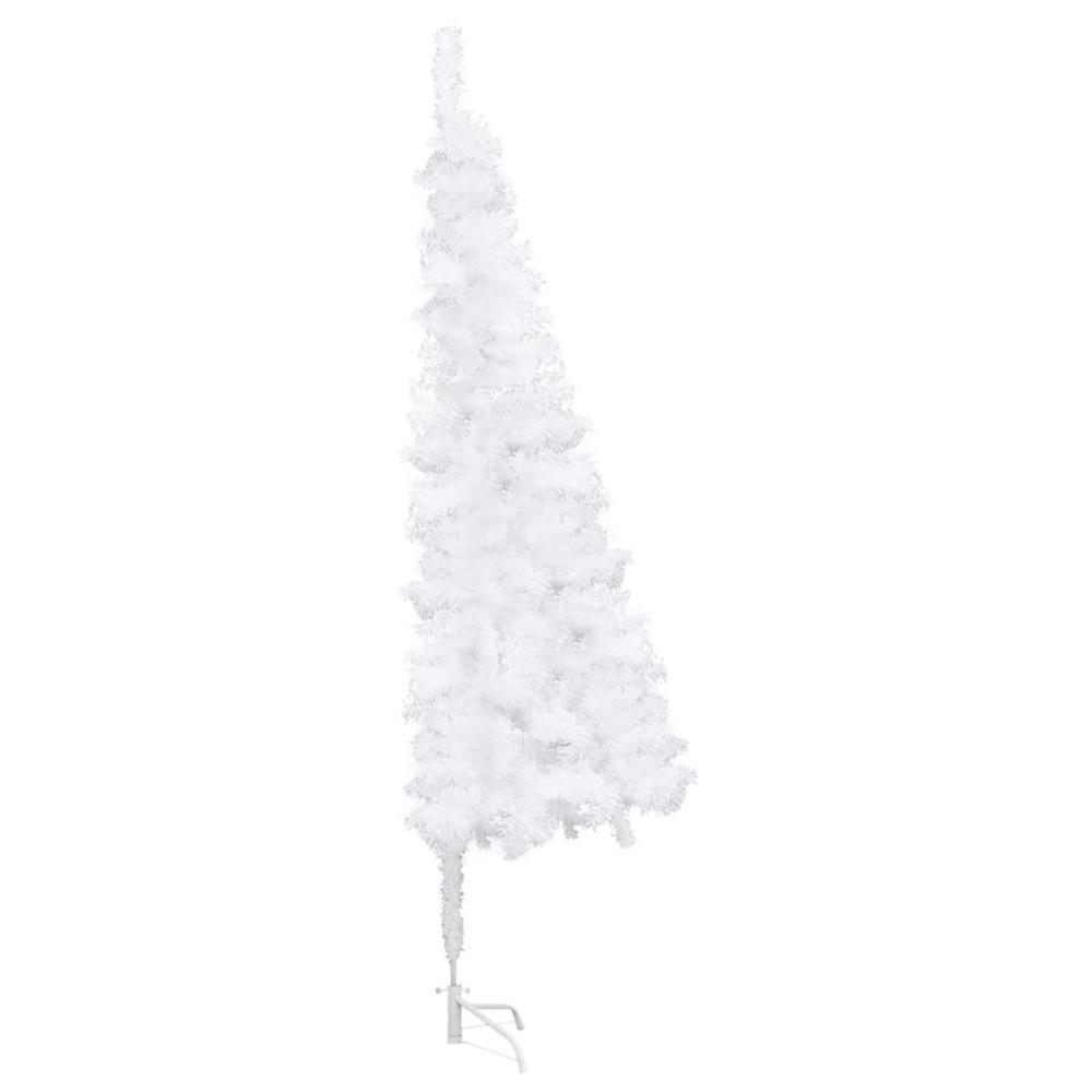 vidaXL Corner Artificial Christmas Tree LEDs&Ball Set White 82.7" PVC, 3077960. Picture 2