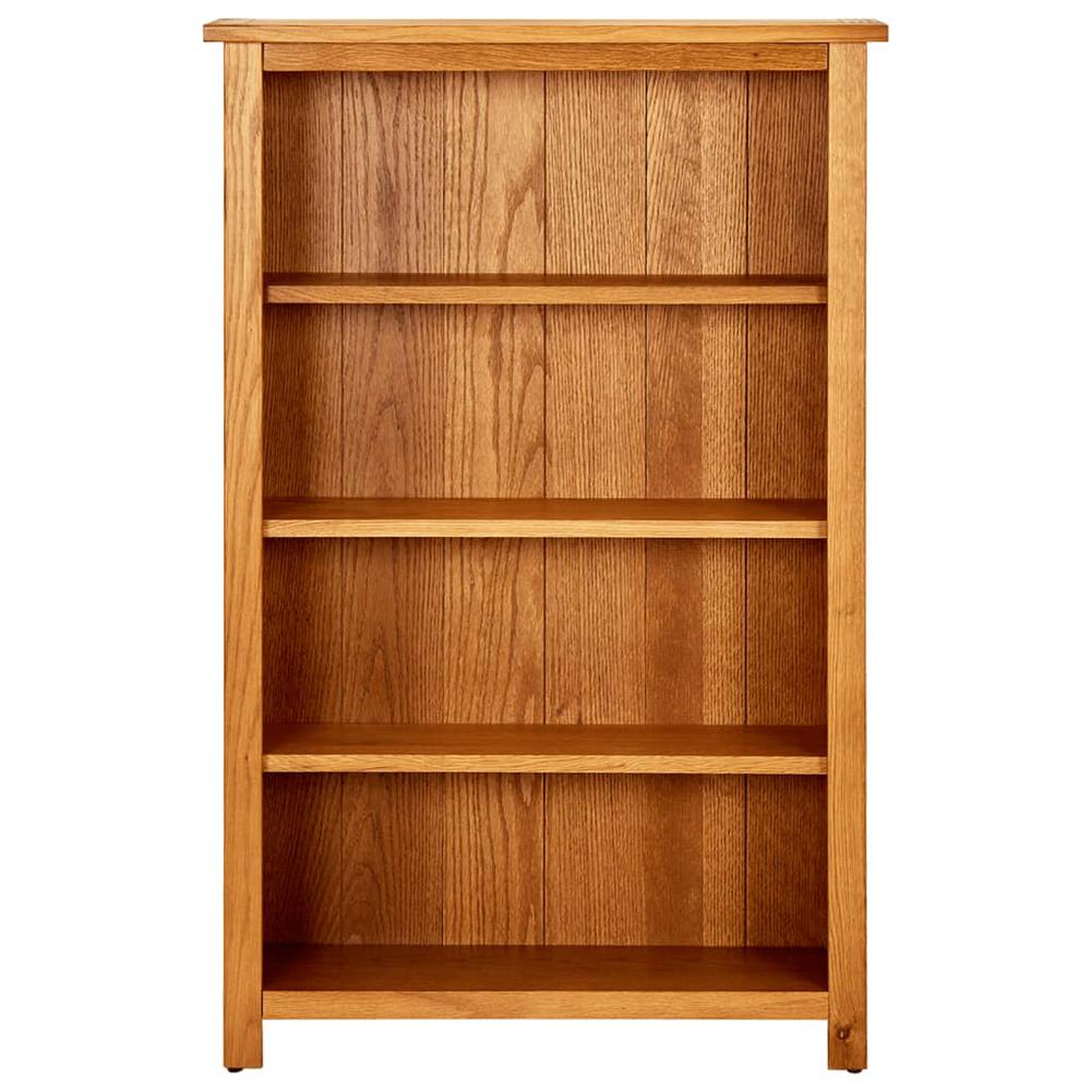 vidaXL 4-Tier Bookcase 27.5"x8.6"x43.3" Solid Oak Wood. Picture 2