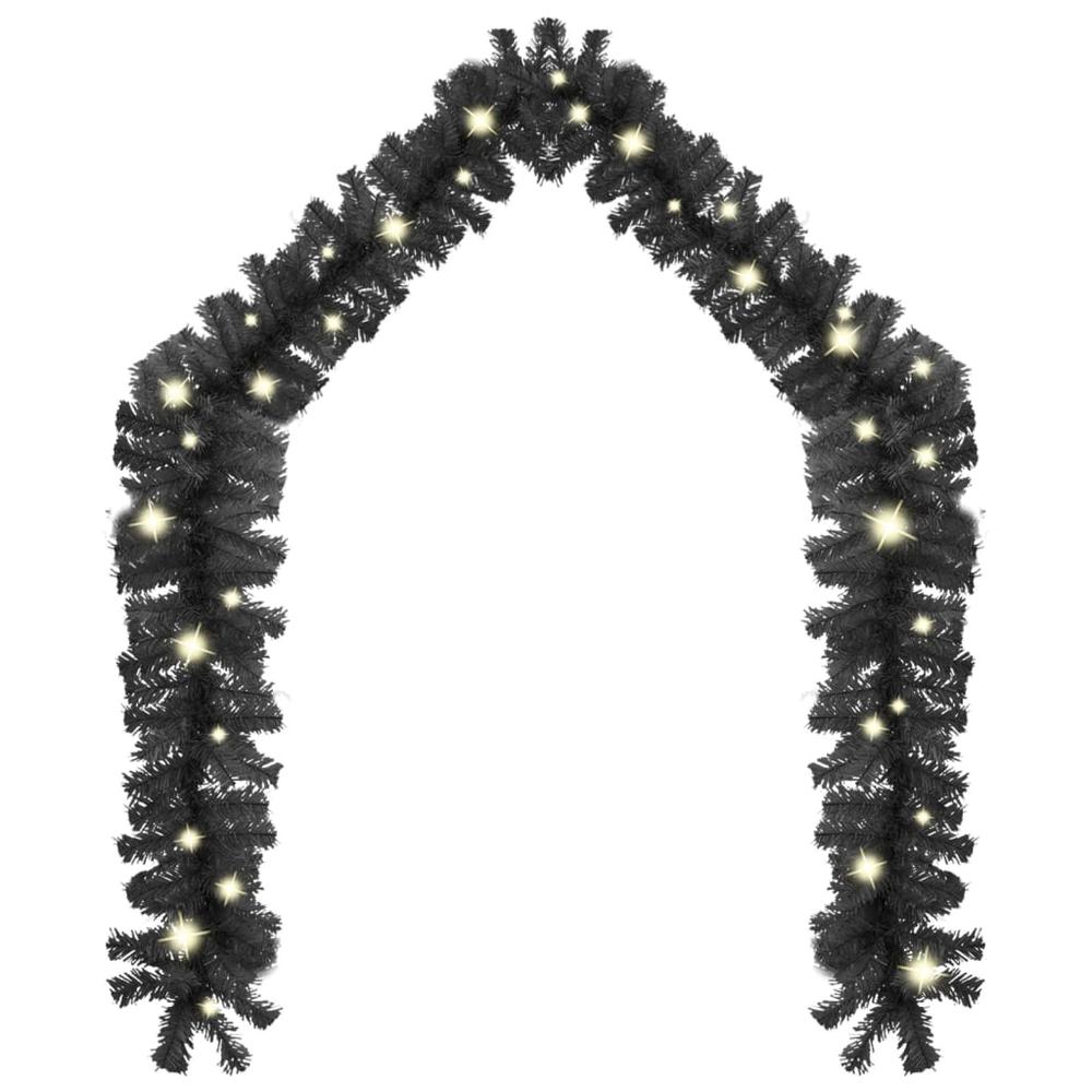 vidaXL Christmas Garland with LED Lights 787.4" Black. Picture 2