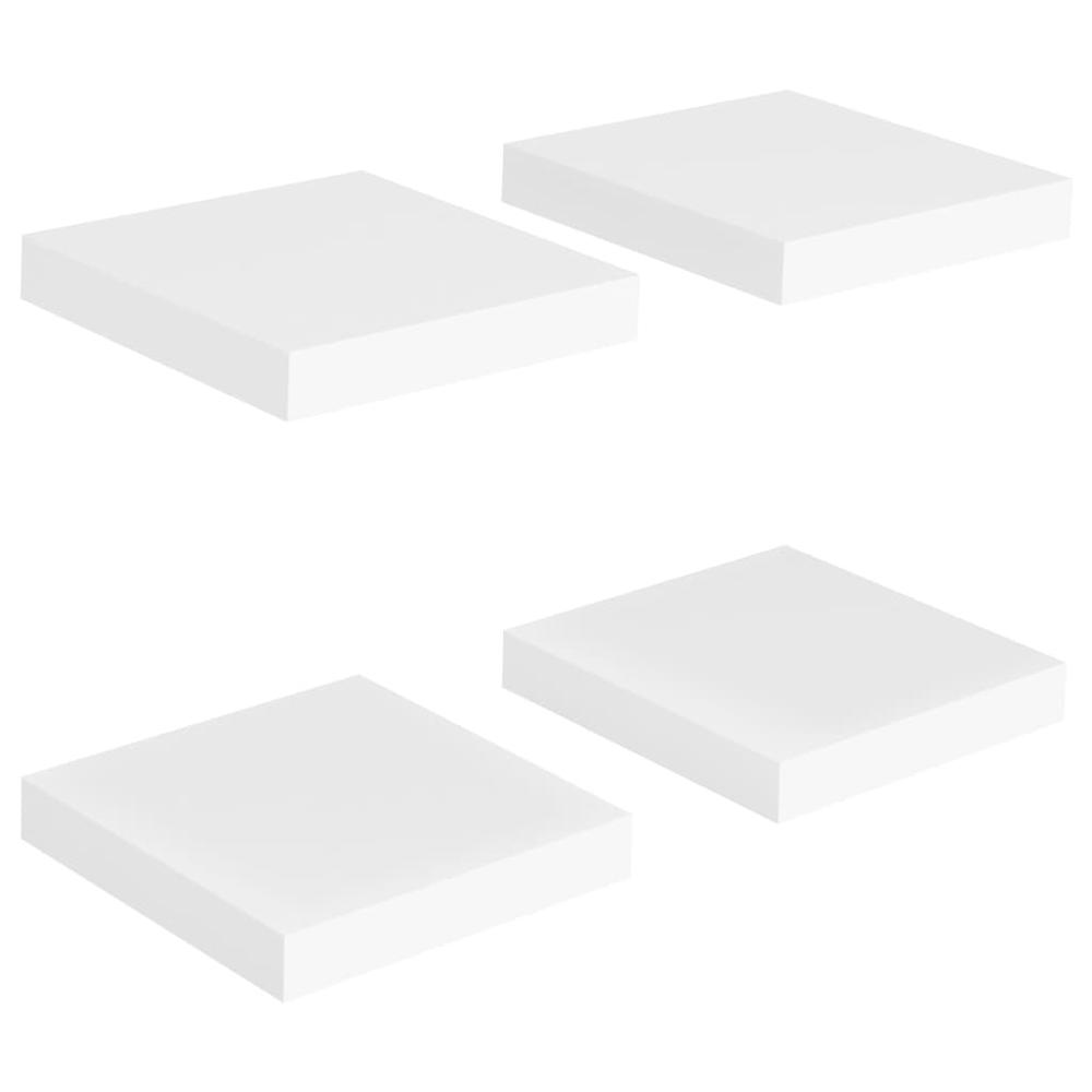 vidaXL Floating Wall Shelves 4 pcs White 9.1"x9.3"x1.5" MDF. Picture 2