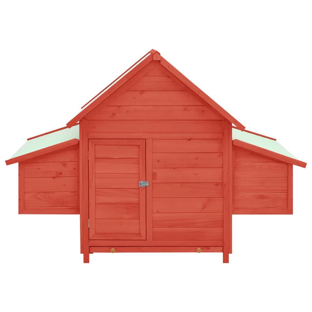 vidaXL Chicken Coop Red and White 59.8"x37.7"x43.3" Solid Firwood. Picture 3