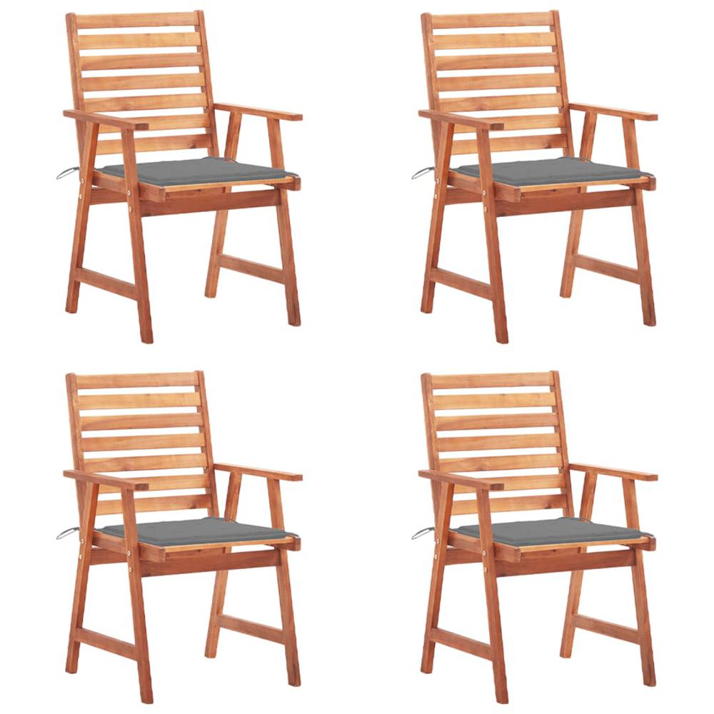 vidaXL Patio Dining Chairs 4 pcs with Cushions Solid Acacia Wood, 3078321. Picture 1