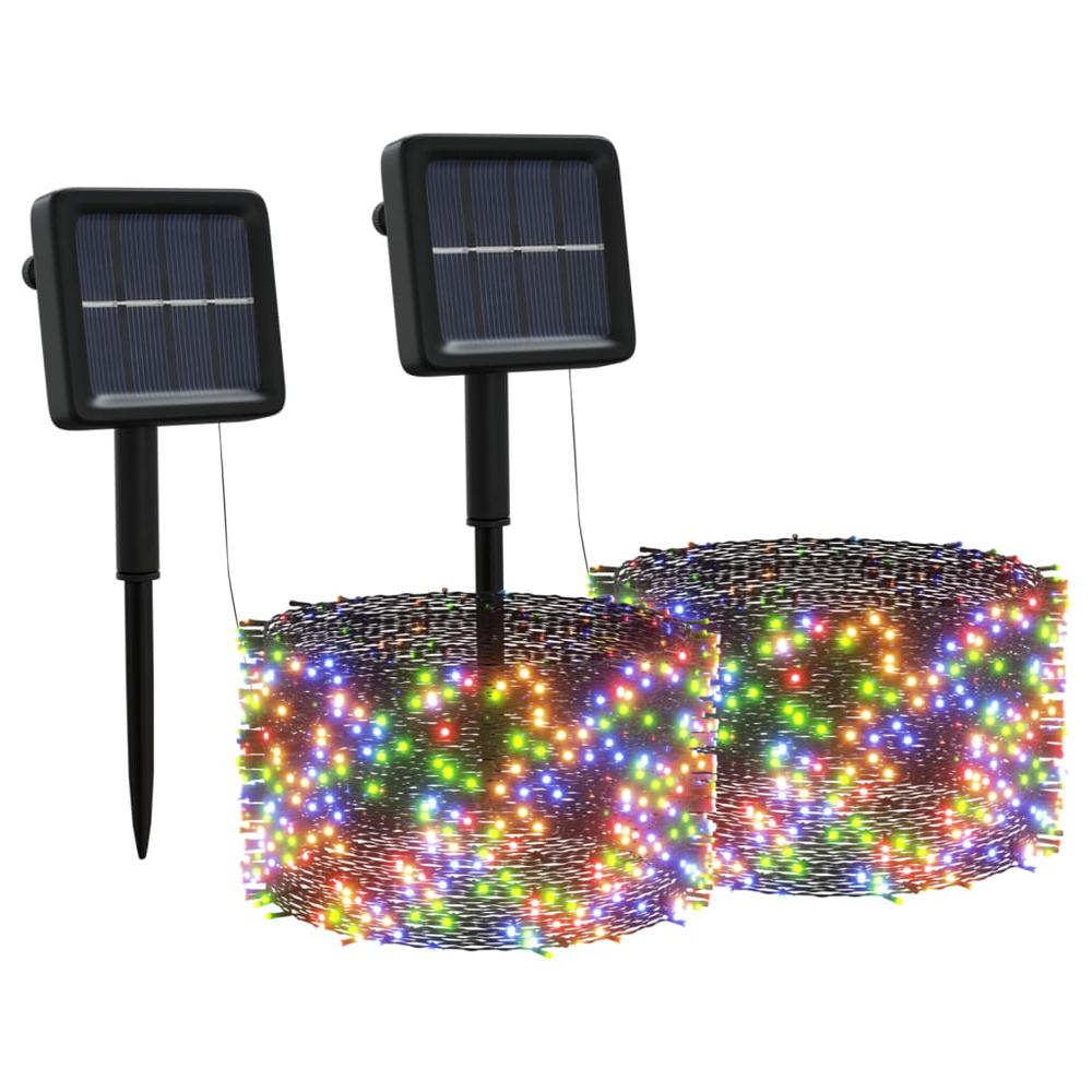 vidaXL Solar Fairy Lights 2 pcs 2x200 LED Colorful Indoor Outdoor. Picture 2