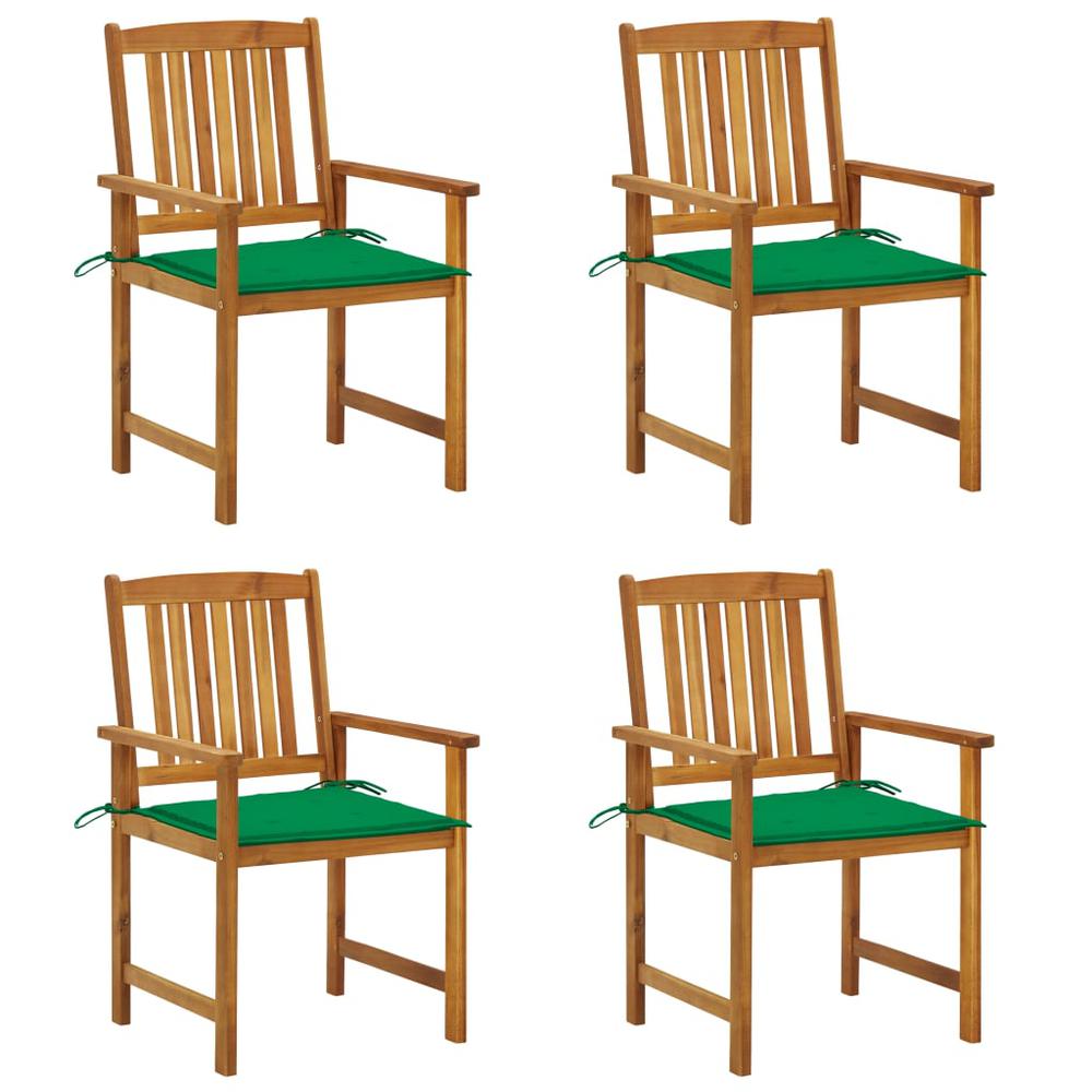 vidaXL Patio Chairs with Cushions 4 pcs Solid Acacia Wood, 3061178. Picture 1