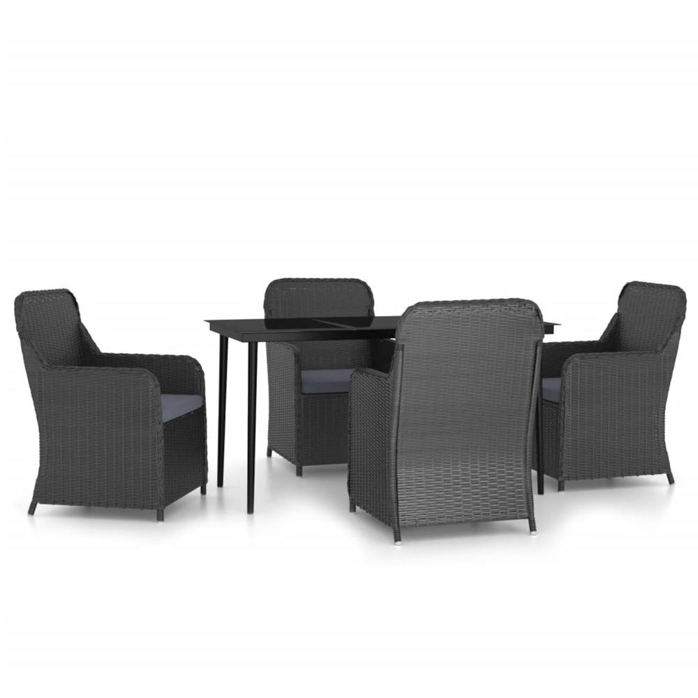 vidaXL 5 Piece Patio Dining Set with Cushions Black, 3099543. Picture 2