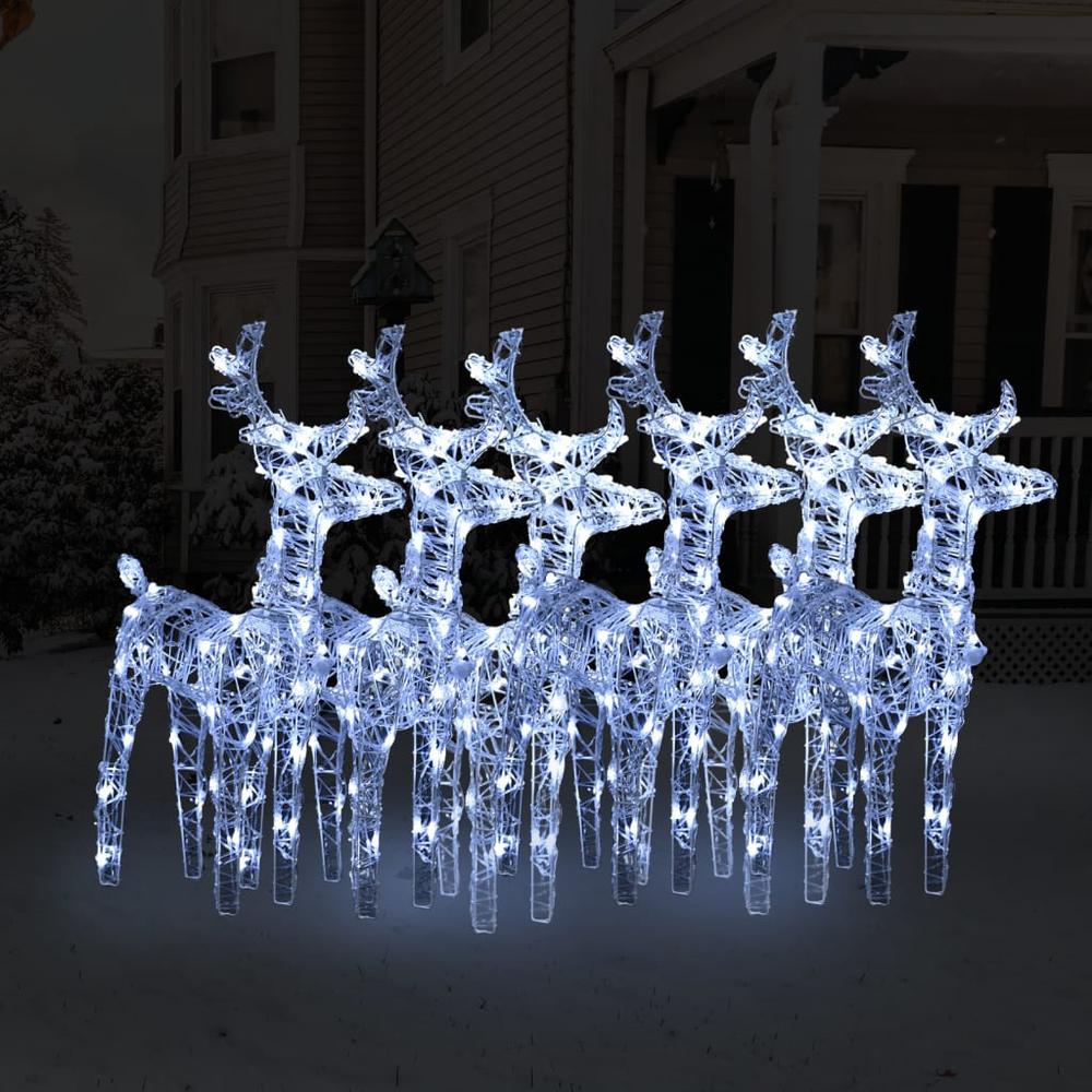 vidaXL Christmas Reindeers 6 pcs Cold White 240 LEDs Acrylic. Picture 1
