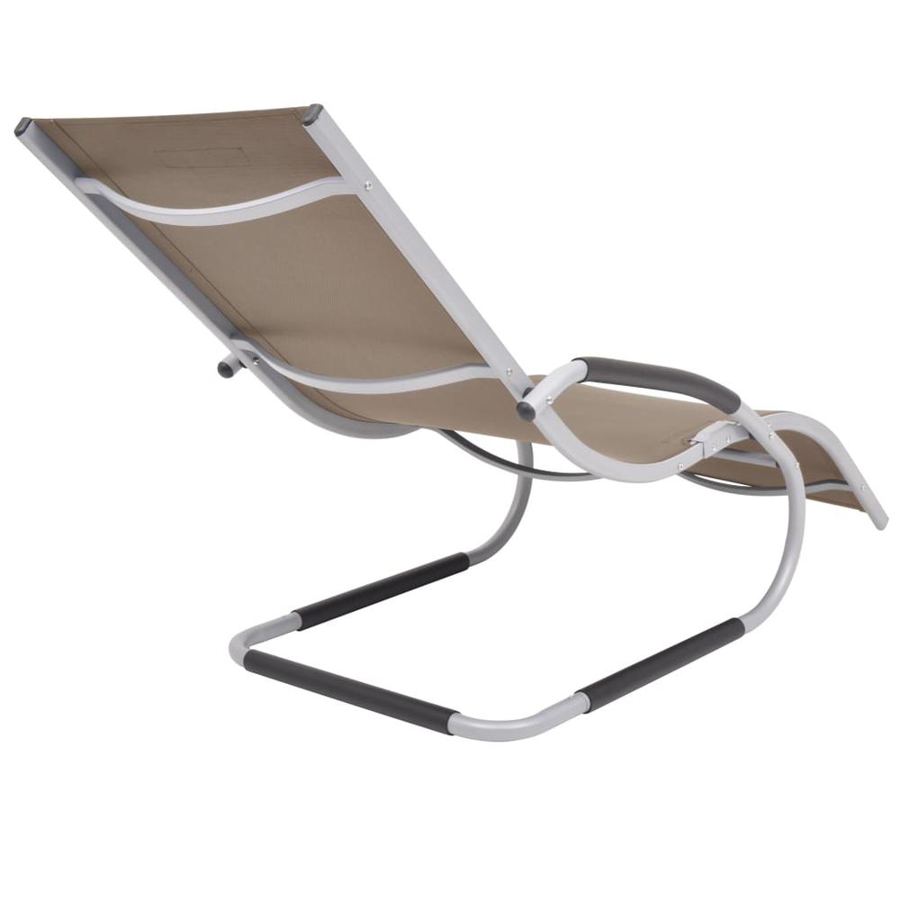 vidaXL Sun Lounger with Pillow Aluminum and Textilene Taupe. Picture 4