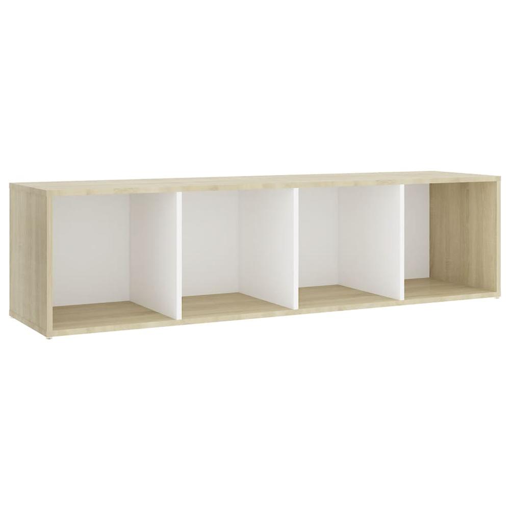 vidaXL TV Cabinets 2pcs White & Sonoma Oak 56.1"x13.8"x14.4" Engineered Wood. Picture 4