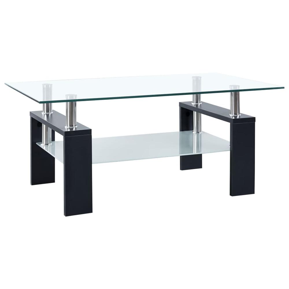 vidaXL Coffee Table Black and Transparent 37.4"x21.7"x15.7" Tempered Glass. Picture 1