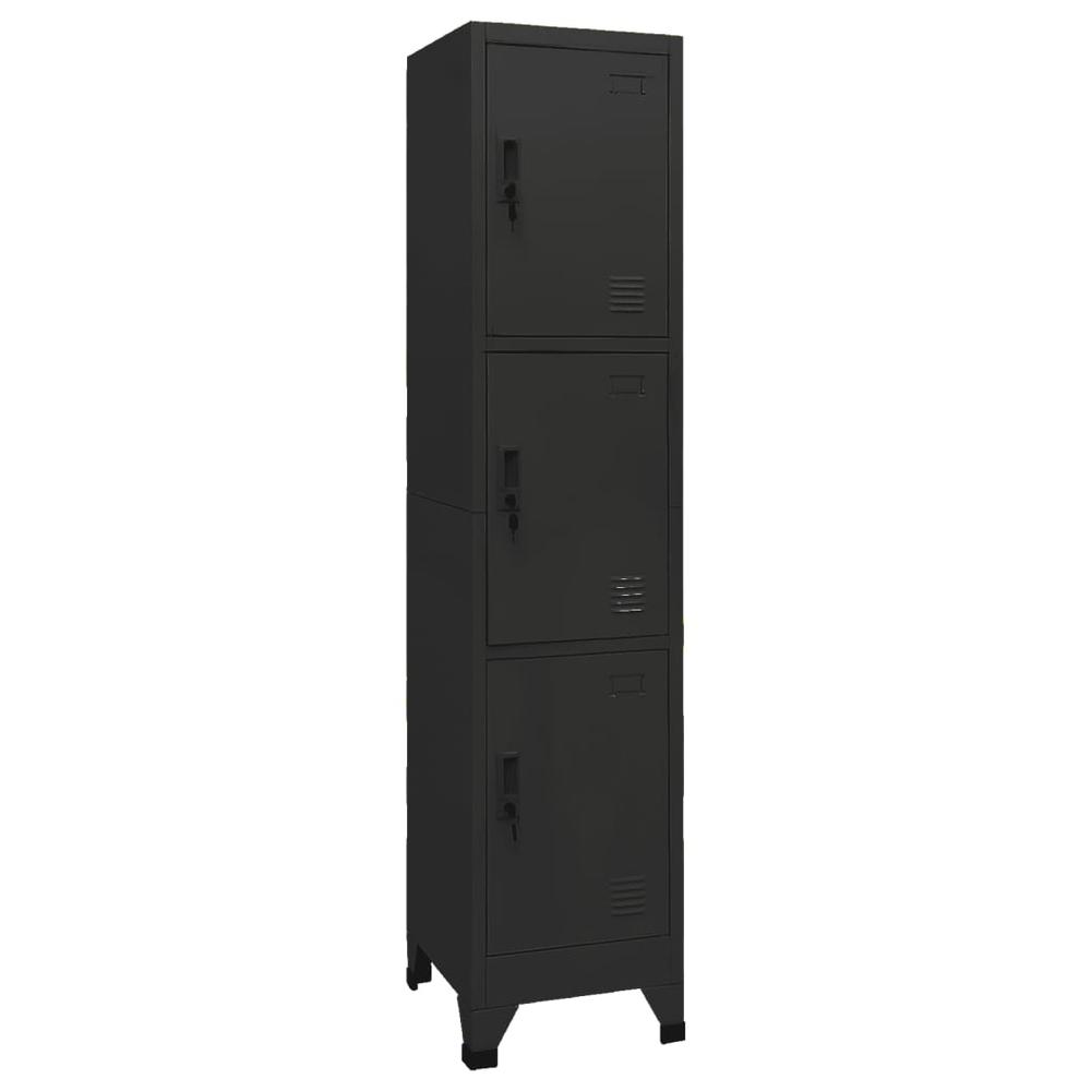 vidaXL Locker Cabinet Black 15"x17.7"x70.9" Steel, 339782. Picture 1