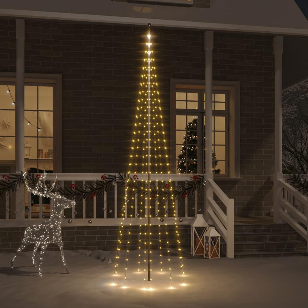 vidaXL Christmas Tree on Flagpole Warm White 310 LEDs 118.1". Picture 1