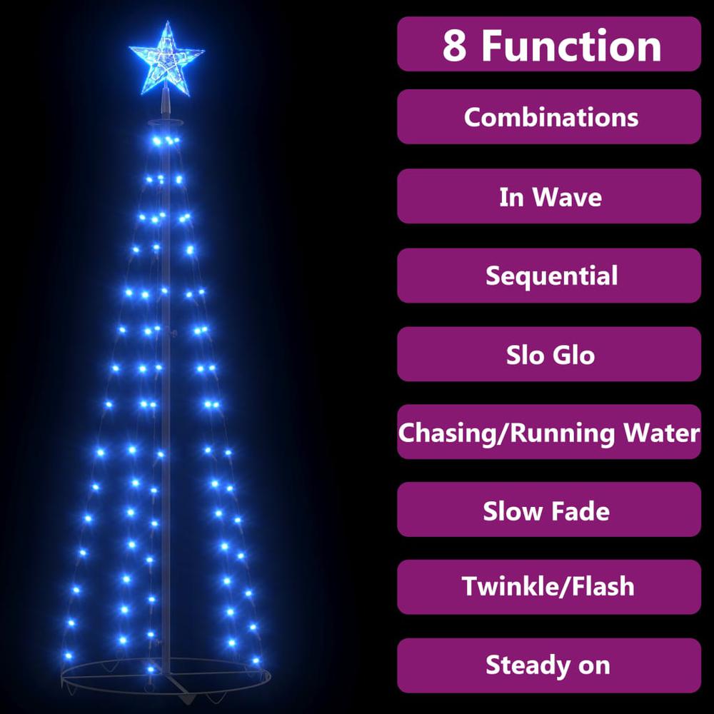 vidaXL Christmas Cone Tree Blue 84 LEDs 19.7"x59.1". Picture 3